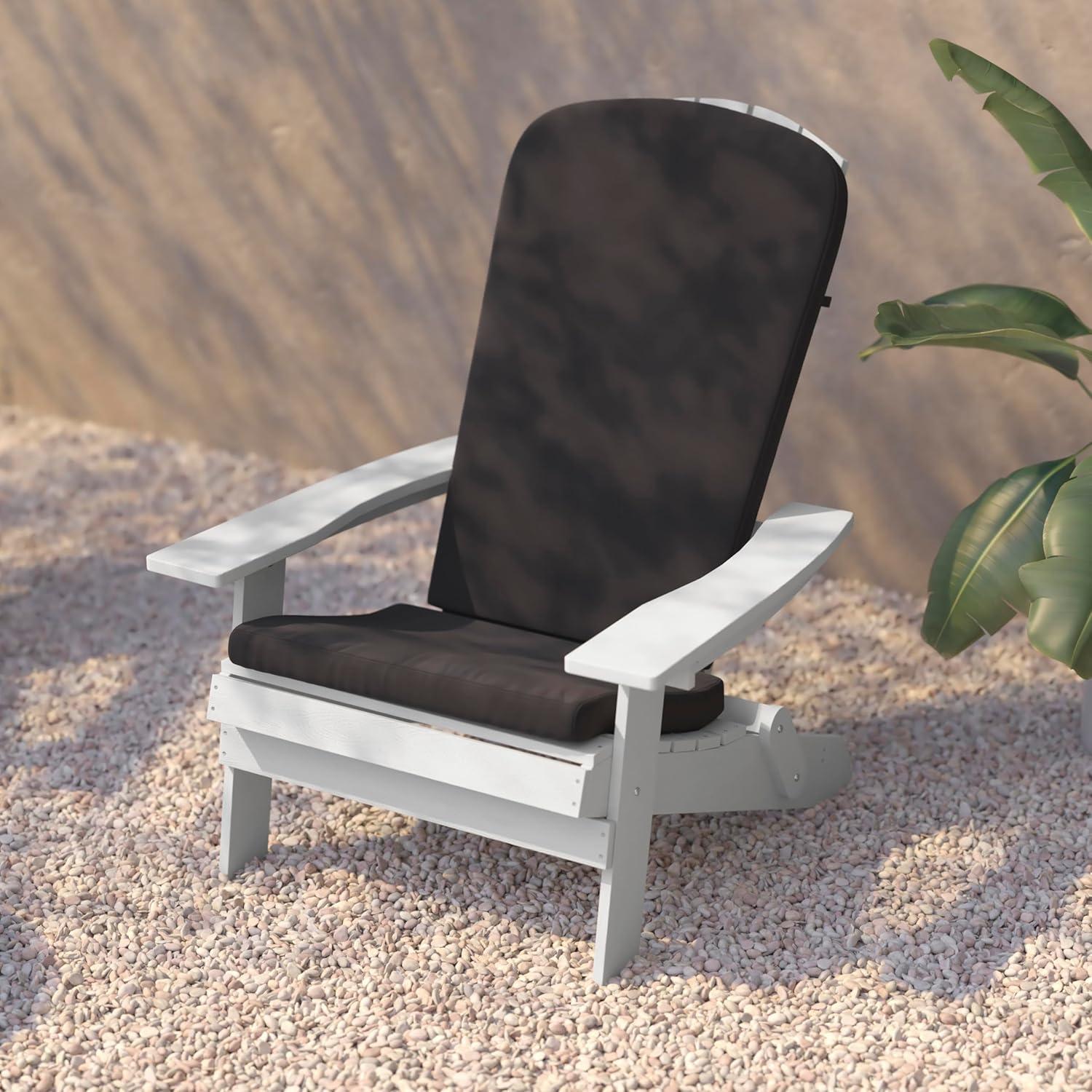 image:imageFlash Furniture Charlestown Folding Adirondack Chairs Poly Resin FrameAllWeather CushionsIndoorOutdoor Use Set of 2 WhiteTealWhiteGray
