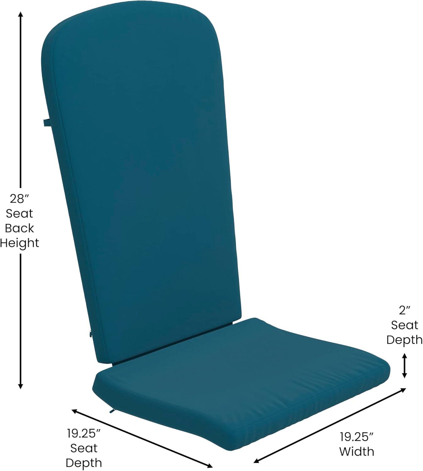 image:imageFlash Furniture Charlestown Folding Adirondack Chairs Poly Resin FrameAllWeather CushionsIndoorOutdoor Use Set of 2 WhiteTealWhiteTeal