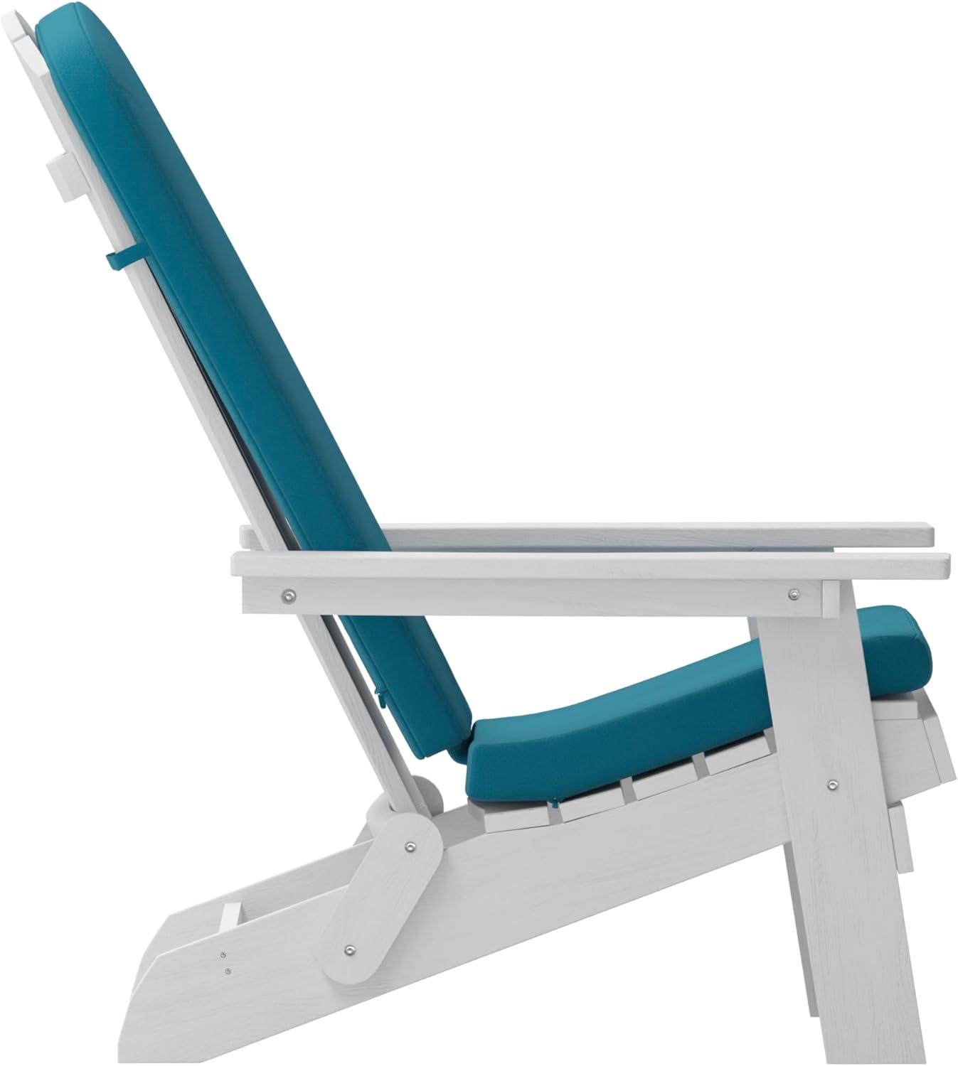 image:imageFlash Furniture Charlestown Folding Adirondack Chairs Poly Resin FrameAllWeather CushionsIndoorOutdoor Use Set of 2 WhiteTealWhiteTeal