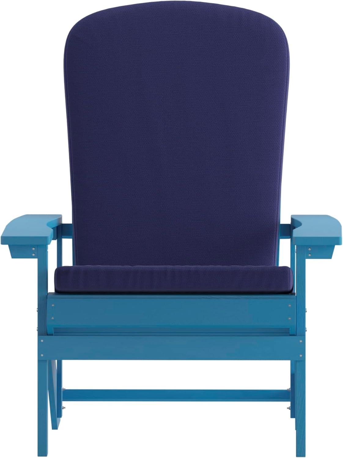 image:imageFlash Furniture Charlestown Set of 2 Adirondack Chairs with Cushions Slate Gray Poly Resin Frame Cream AllWeather Cushions IndoorOutdoor UseBlue