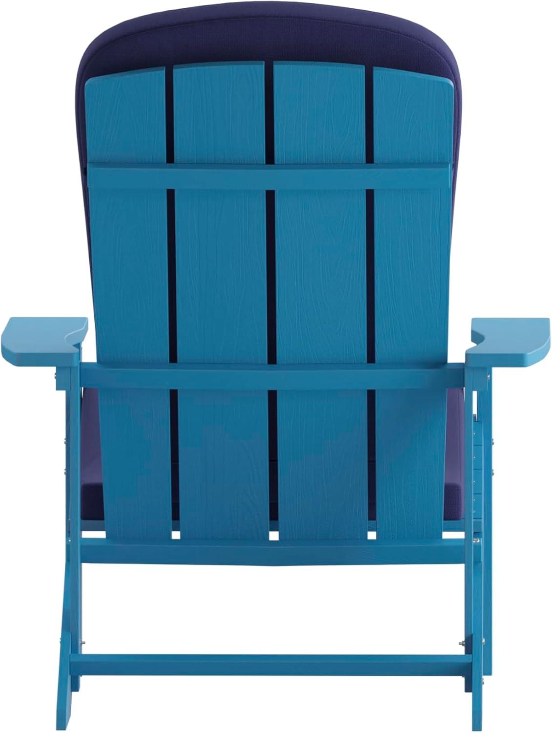 image:imageFlash Furniture Charlestown Set of 2 Adirondack Chairs with Cushions Slate Gray Poly Resin Frame Cream AllWeather Cushions IndoorOutdoor UseBlue