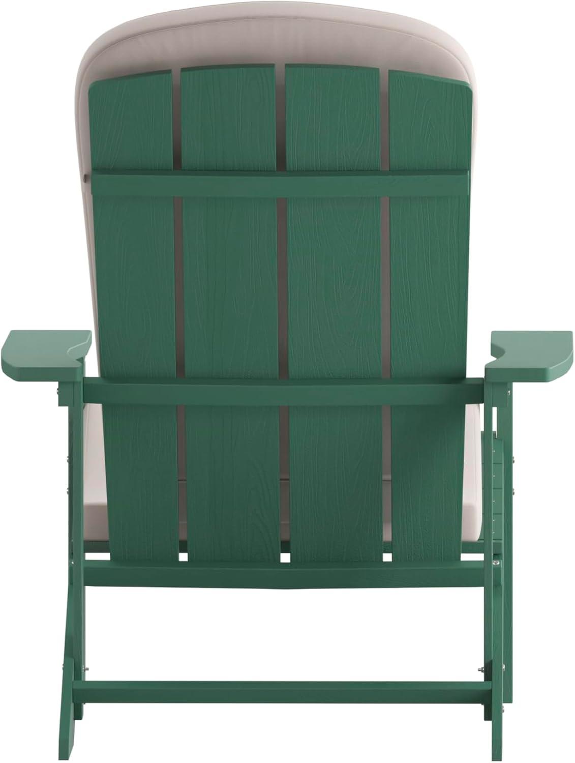 image:imageFlash Furniture Charlestown Set of 2 Adirondack Chairs with Cushions Slate Gray Poly Resin Frame Cream AllWeather Cushions IndoorOutdoor UseGreenCream