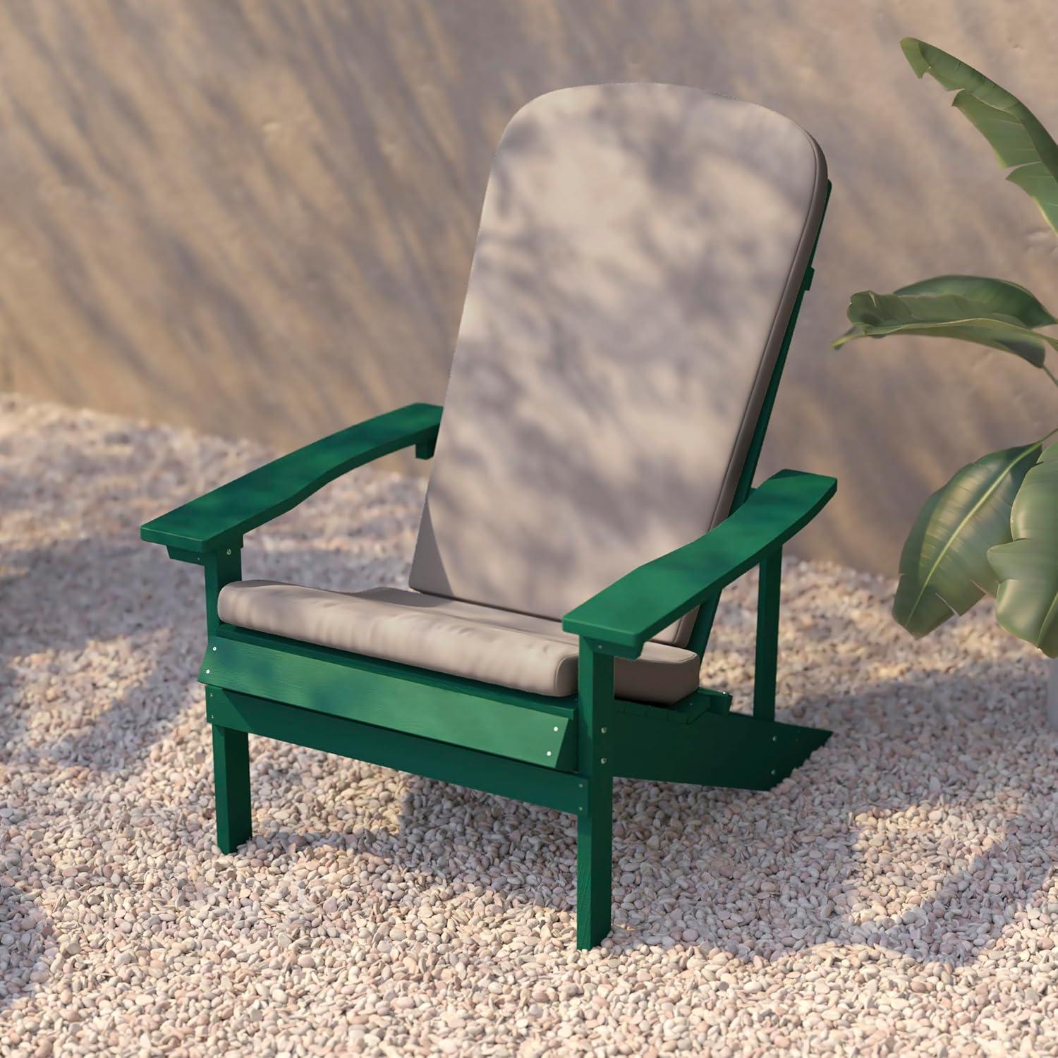 image:imageFlash Furniture Charlestown Set of 2 Adirondack Chairs with Cushions Slate Gray Poly Resin Frame Cream AllWeather Cushions IndoorOutdoor UseGreenCream