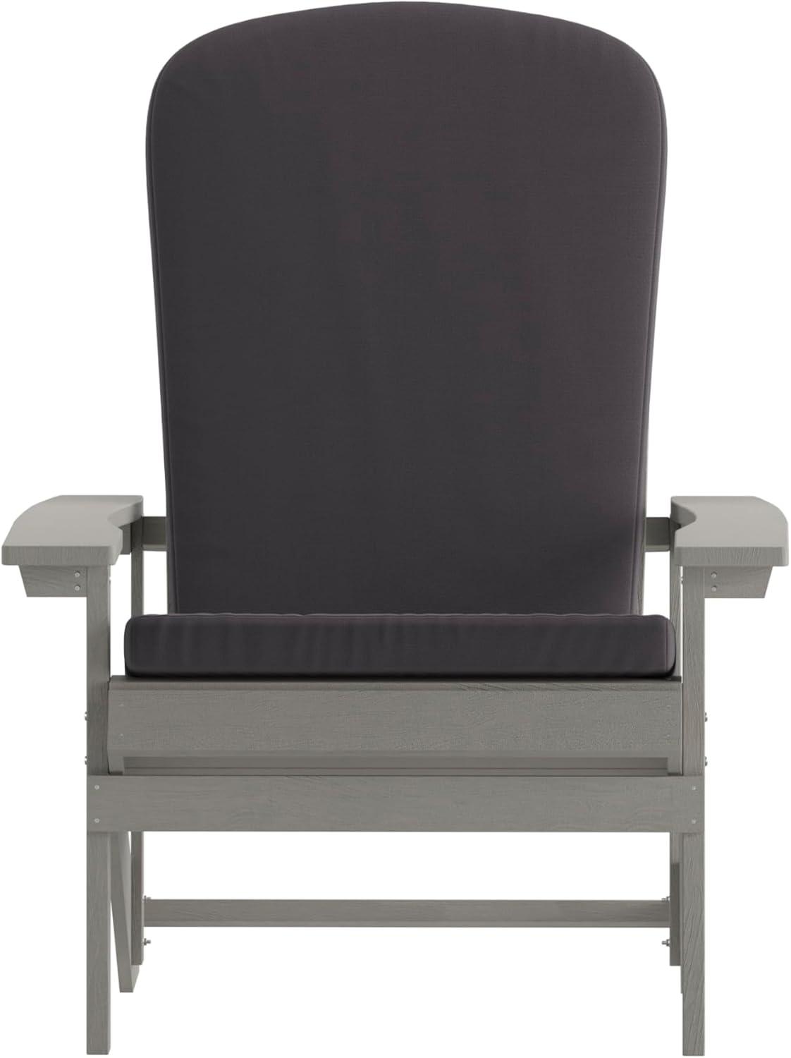 image:imageFlash Furniture Charlestown Set of 2 Adirondack Chairs with Cushions Slate Gray Poly Resin Frame Cream AllWeather Cushions IndoorOutdoor UseGrey