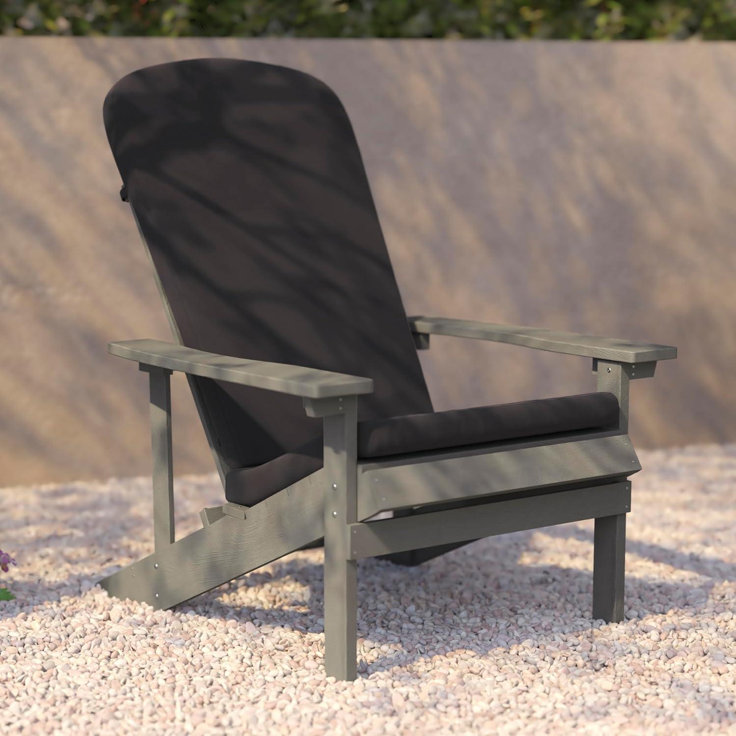 image:imageFlash Furniture Charlestown Set of 2 Adirondack Chairs with Cushions Slate Gray Poly Resin Frame Cream AllWeather Cushions IndoorOutdoor UseGrey