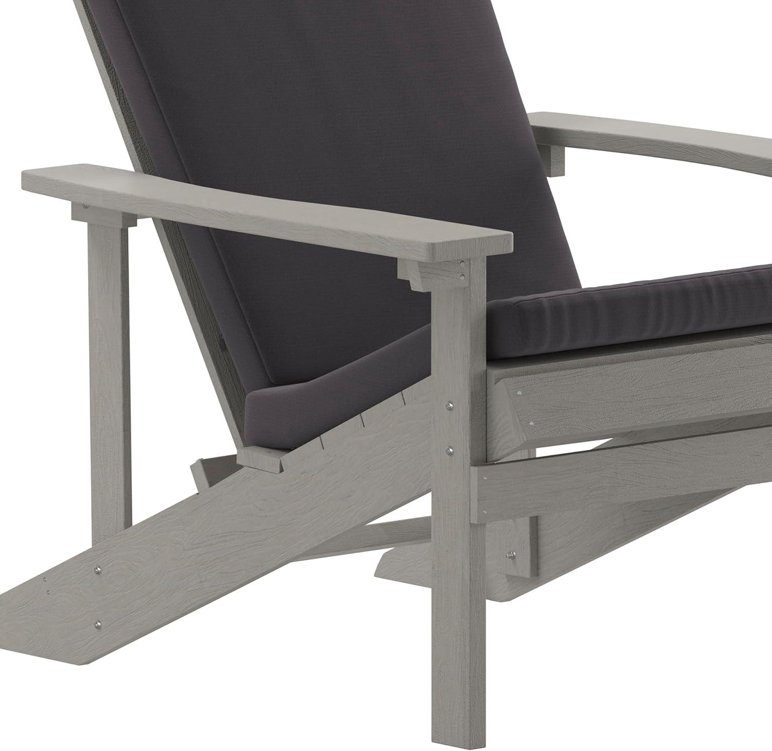 image:imageFlash Furniture Charlestown Set of 2 Adirondack Chairs with Cushions Slate Gray Poly Resin Frame Cream AllWeather Cushions IndoorOutdoor UseGrey