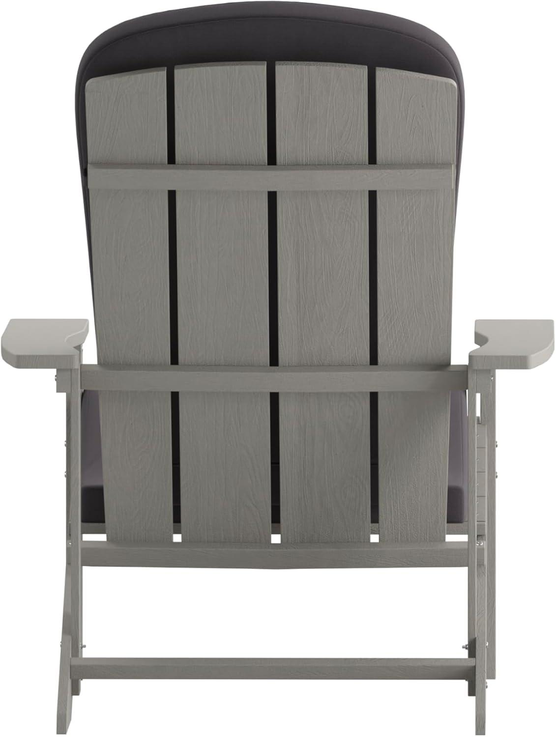 image:imageFlash Furniture Charlestown Set of 2 Adirondack Chairs with Cushions Slate Gray Poly Resin Frame Cream AllWeather Cushions IndoorOutdoor UseGrey