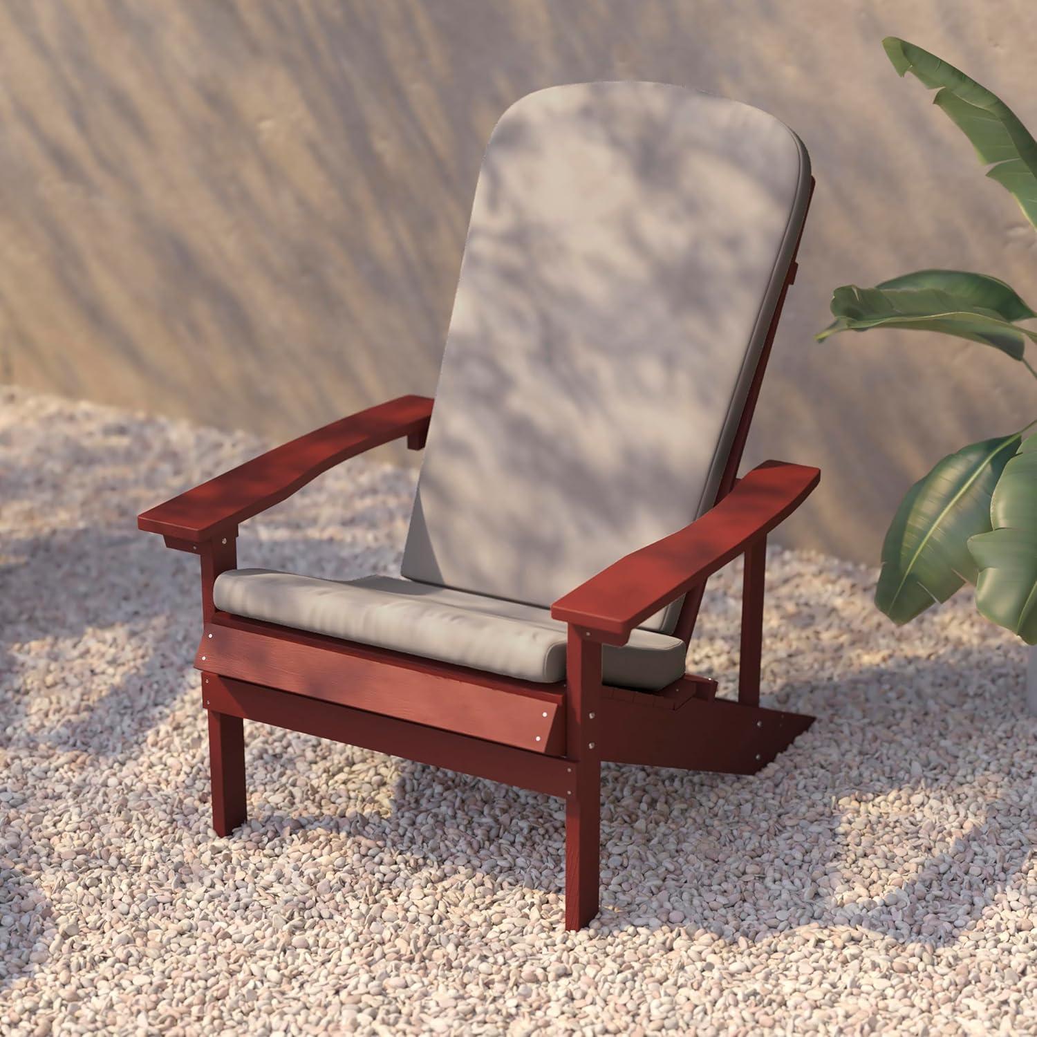 image:imageFlash Furniture Charlestown Set of 2 Adirondack Chairs with Cushions Slate Gray Poly Resin Frame Cream AllWeather Cushions IndoorOutdoor UseRedCream