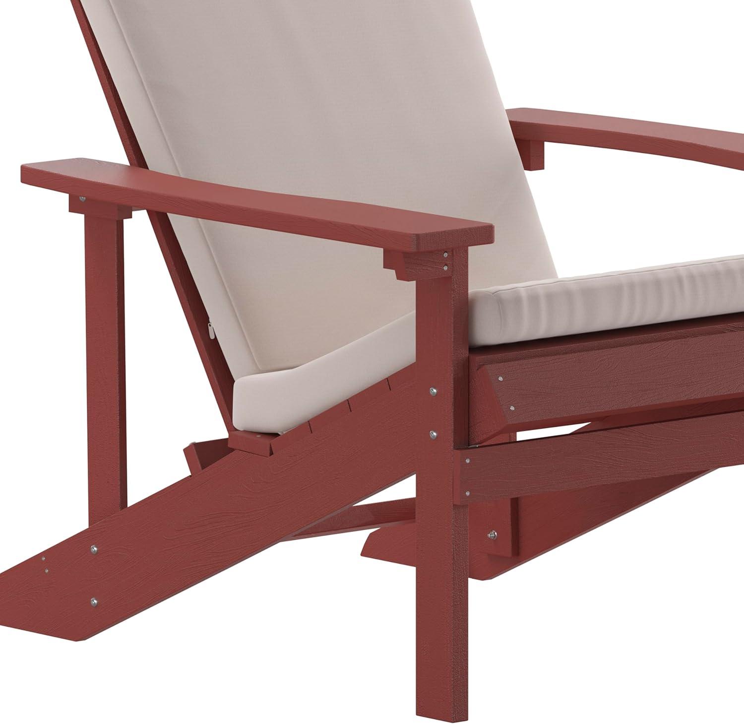 image:imageFlash Furniture Charlestown Set of 2 Adirondack Chairs with Cushions Slate Gray Poly Resin Frame Cream AllWeather Cushions IndoorOutdoor UseRedCream