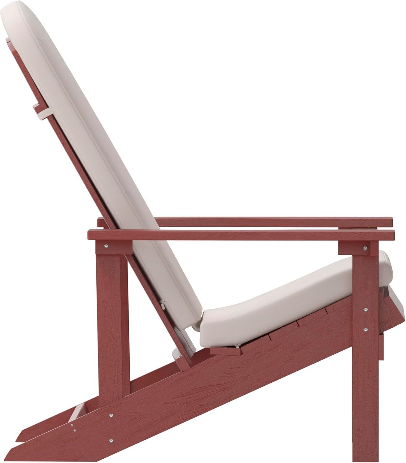 image:imageFlash Furniture Charlestown Set of 2 Adirondack Chairs with Cushions Slate Gray Poly Resin Frame Cream AllWeather Cushions IndoorOutdoor UseRedCream
