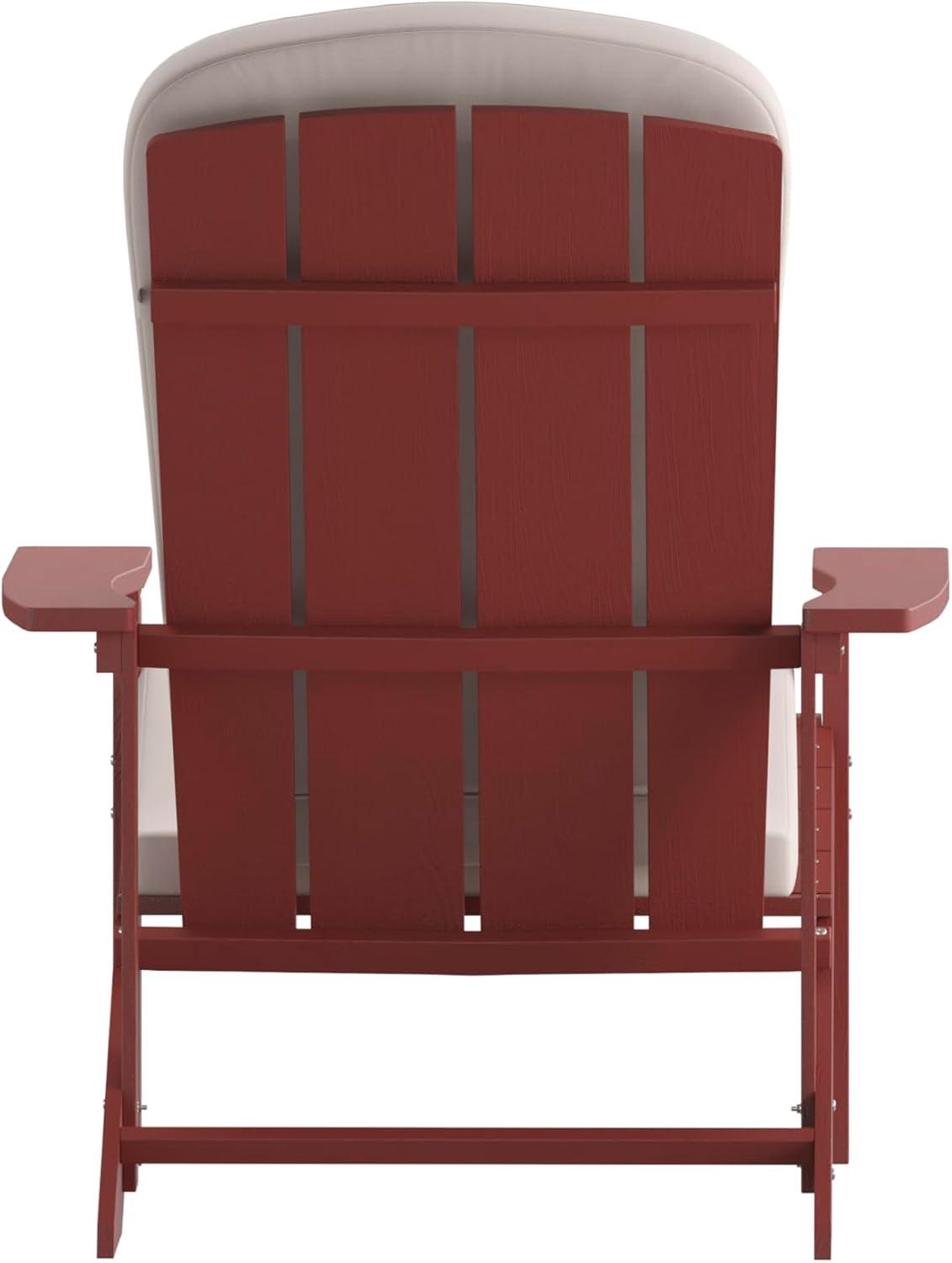 image:imageFlash Furniture Charlestown Set of 2 Adirondack Chairs with Cushions Slate Gray Poly Resin Frame Cream AllWeather Cushions IndoorOutdoor UseRedCream