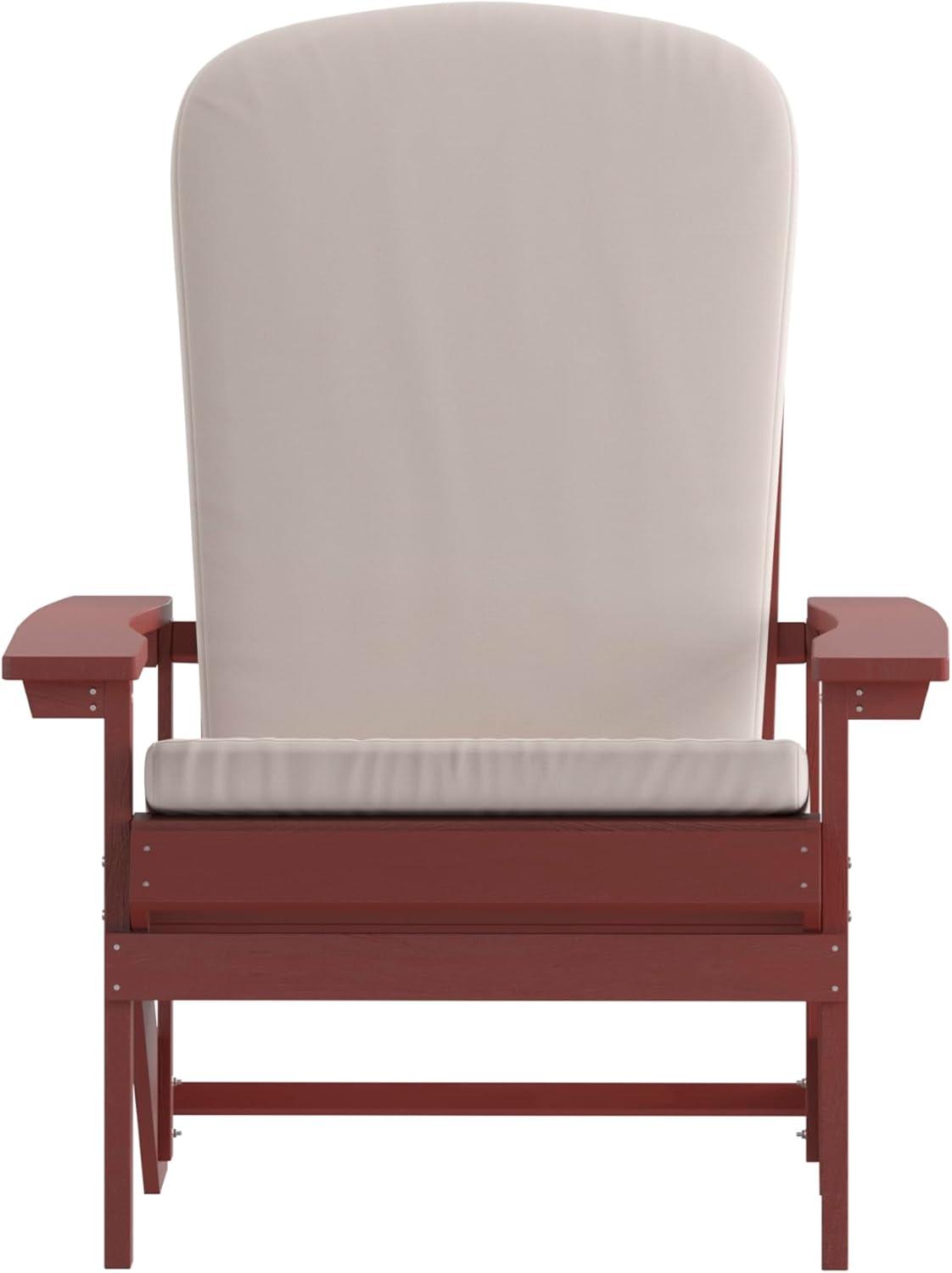 image:imageFlash Furniture Charlestown Set of 2 Adirondack Chairs with Cushions Slate Gray Poly Resin Frame Cream AllWeather Cushions IndoorOutdoor UseRedCream