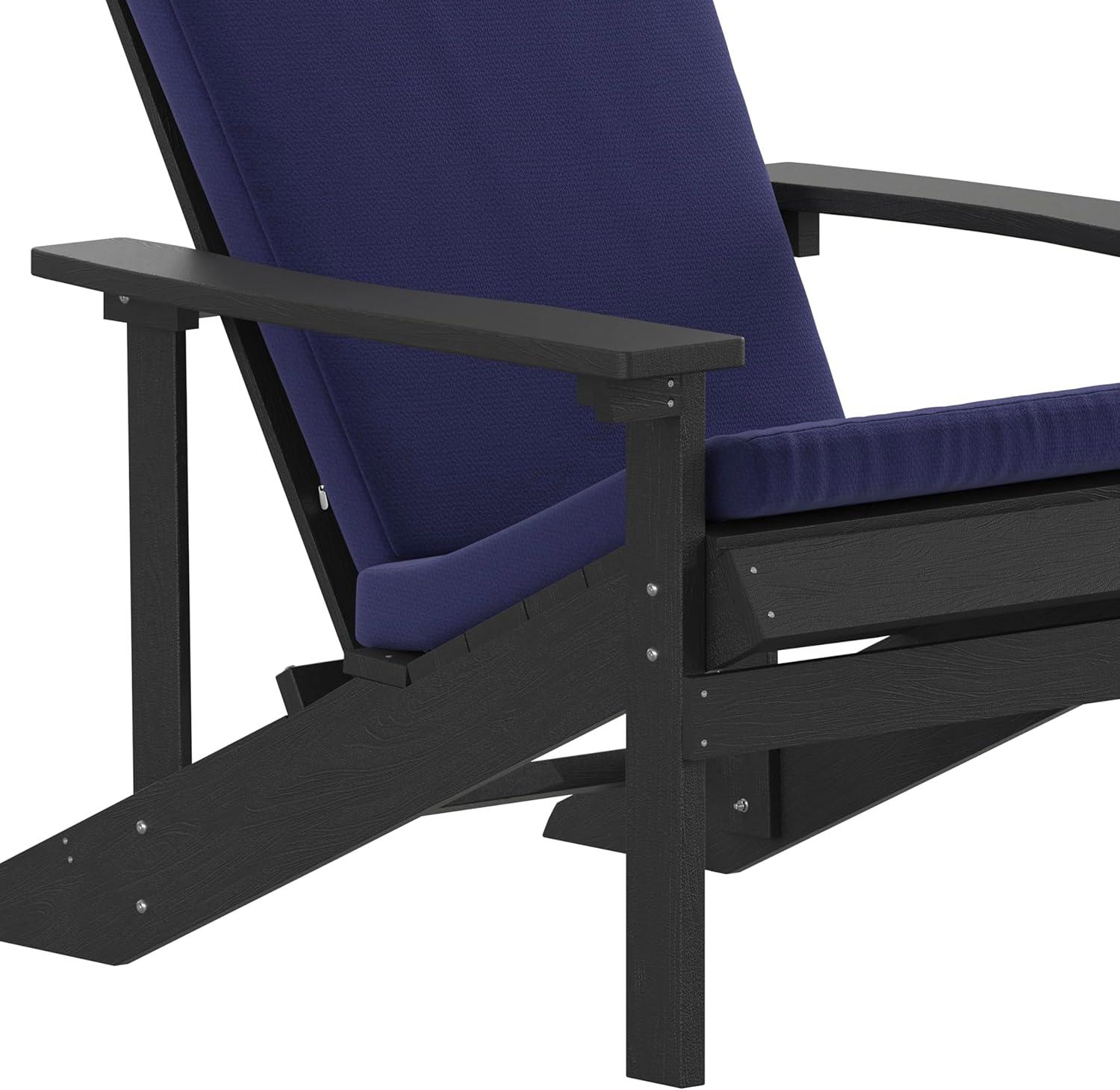 image:imageFlash Furniture Charlestown Set of 2 Adirondack Chairs with Cushions Slate Gray Poly Resin Frame Cream AllWeather Cushions IndoorOutdoor UseSlate GrayBlue