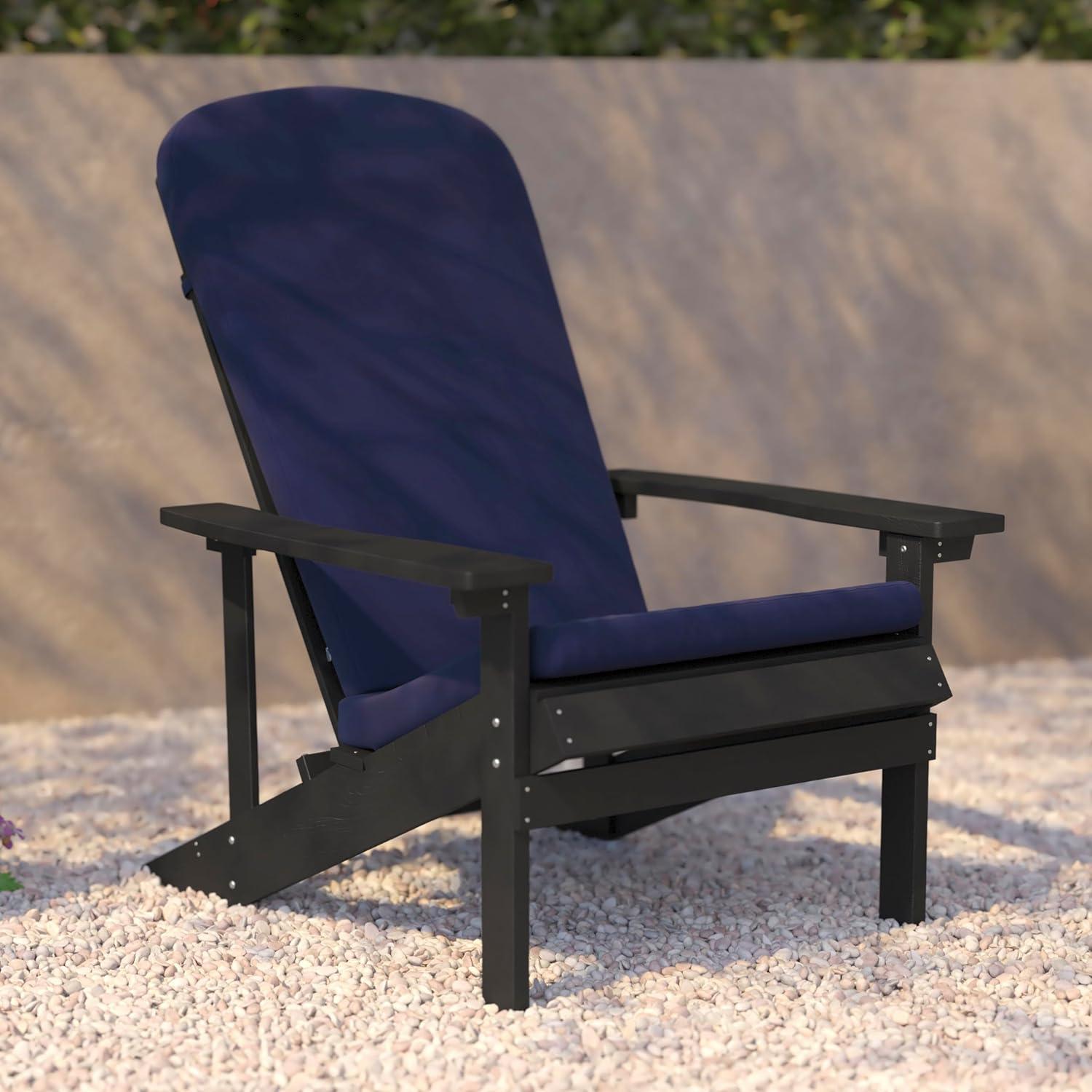 image:imageFlash Furniture Charlestown Set of 2 Adirondack Chairs with Cushions Slate Gray Poly Resin Frame Cream AllWeather Cushions IndoorOutdoor UseSlate GrayBlue
