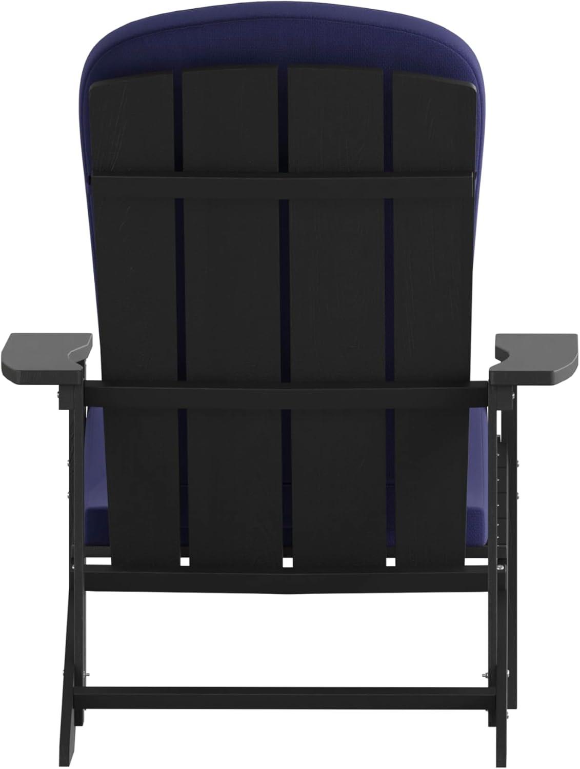 image:imageFlash Furniture Charlestown Set of 2 Adirondack Chairs with Cushions Slate Gray Poly Resin Frame Cream AllWeather Cushions IndoorOutdoor UseSlate GrayBlue