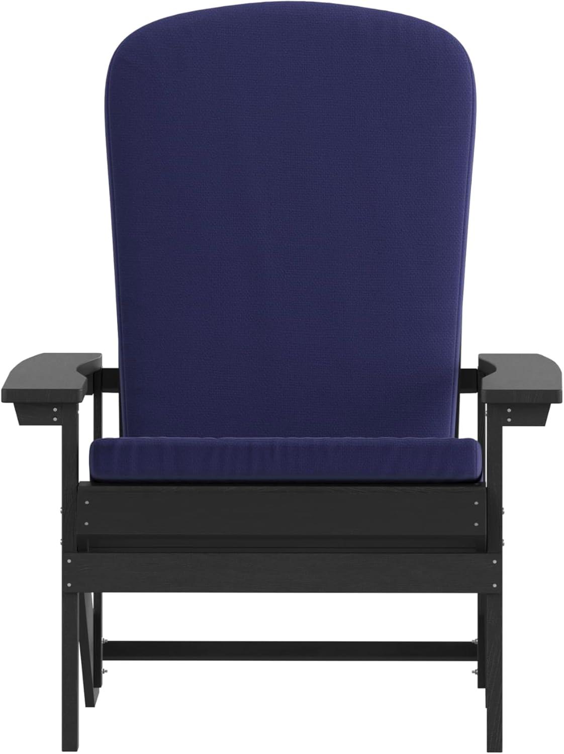 image:imageFlash Furniture Charlestown Set of 2 Adirondack Chairs with Cushions Slate Gray Poly Resin Frame Cream AllWeather Cushions IndoorOutdoor UseSlate GrayBlue