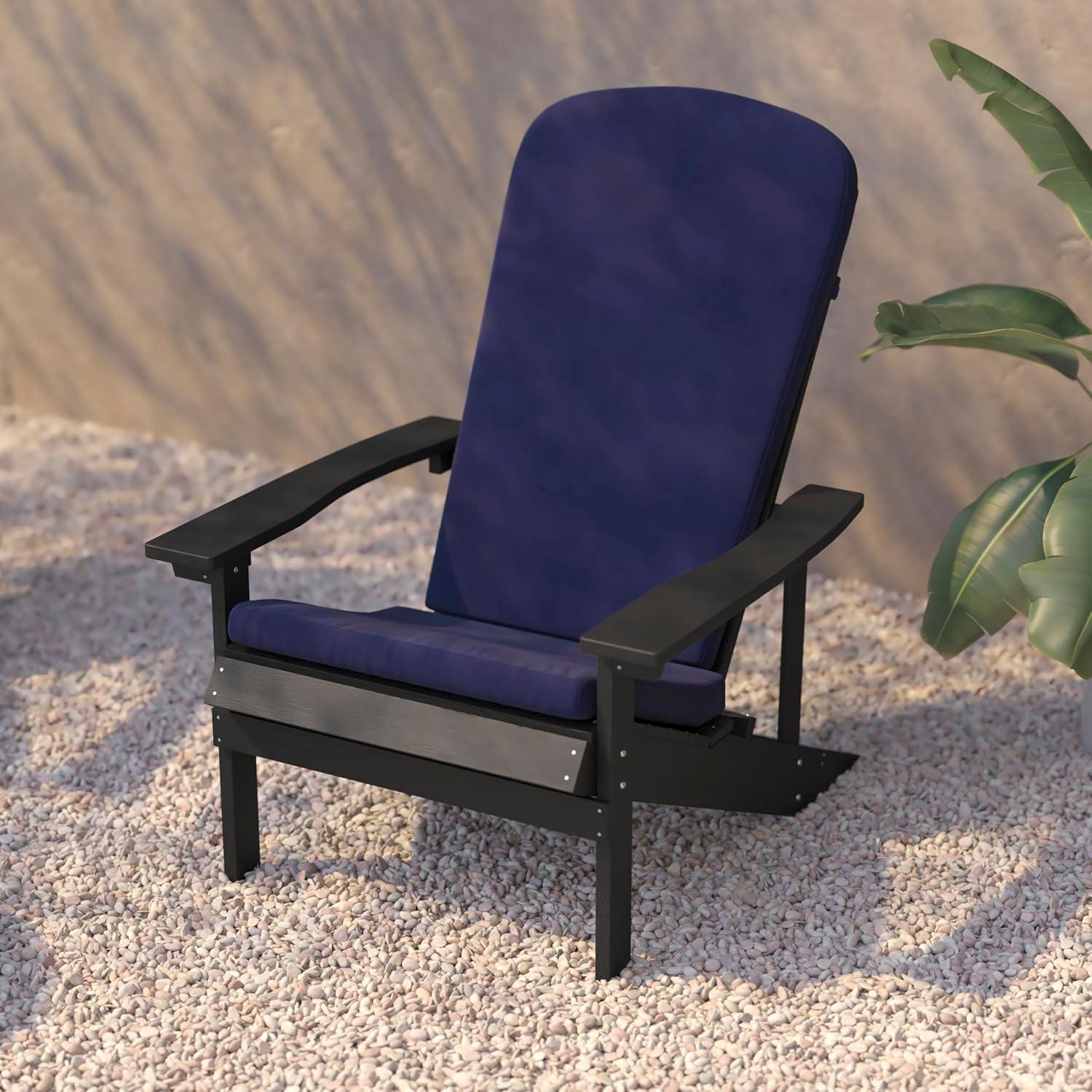 image:imageFlash Furniture Charlestown Set of 2 Adirondack Chairs with Cushions Slate Gray Poly Resin Frame Cream AllWeather Cushions IndoorOutdoor UseSlate GrayBlue