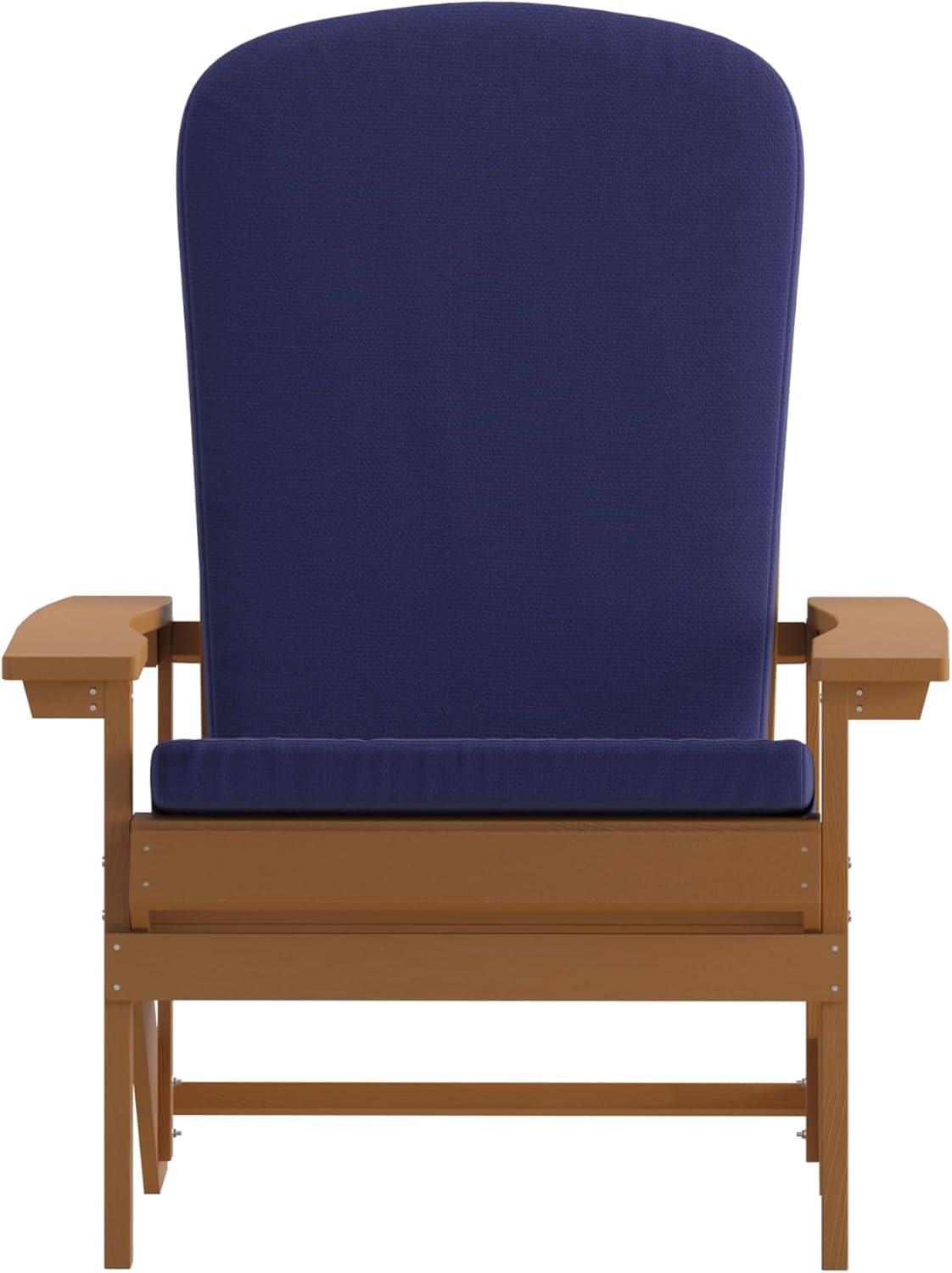 image:imageFlash Furniture Charlestown Set of 2 Adirondack Chairs with Cushions Slate Gray Poly Resin Frame Cream AllWeather Cushions IndoorOutdoor UseTeakBlue