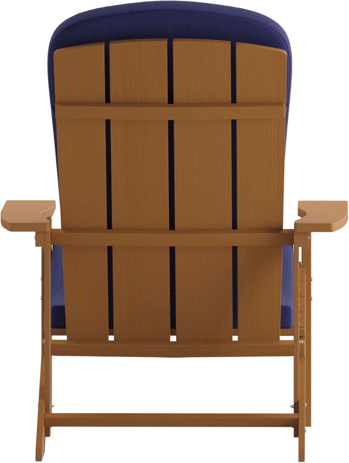 image:imageFlash Furniture Charlestown Set of 2 Adirondack Chairs with Cushions Slate Gray Poly Resin Frame Cream AllWeather Cushions IndoorOutdoor UseTeakBlue