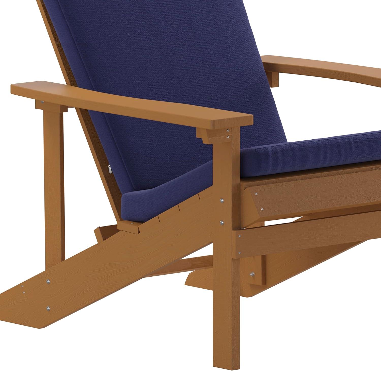 image:imageFlash Furniture Charlestown Set of 2 Adirondack Chairs with Cushions Slate Gray Poly Resin Frame Cream AllWeather Cushions IndoorOutdoor UseTeakBlue