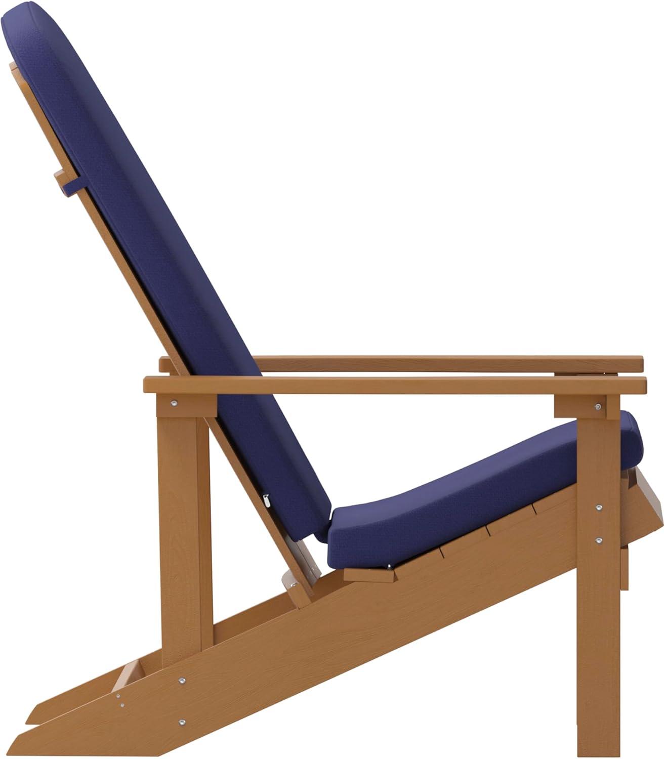 image:imageFlash Furniture Charlestown Set of 2 Adirondack Chairs with Cushions Slate Gray Poly Resin Frame Cream AllWeather Cushions IndoorOutdoor UseTeakBlue