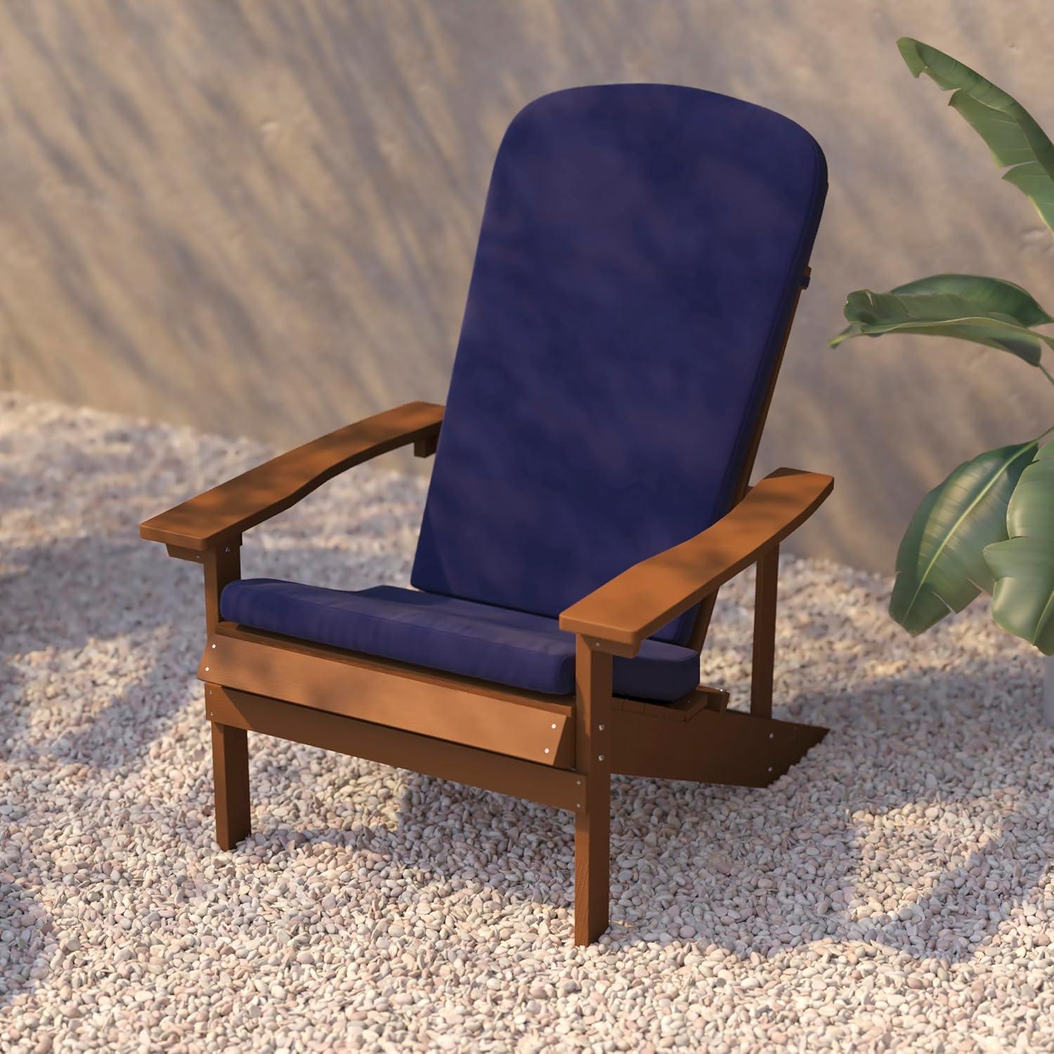image:imageFlash Furniture Charlestown Set of 2 Adirondack Chairs with Cushions Slate Gray Poly Resin Frame Cream AllWeather Cushions IndoorOutdoor UseTeakBlue