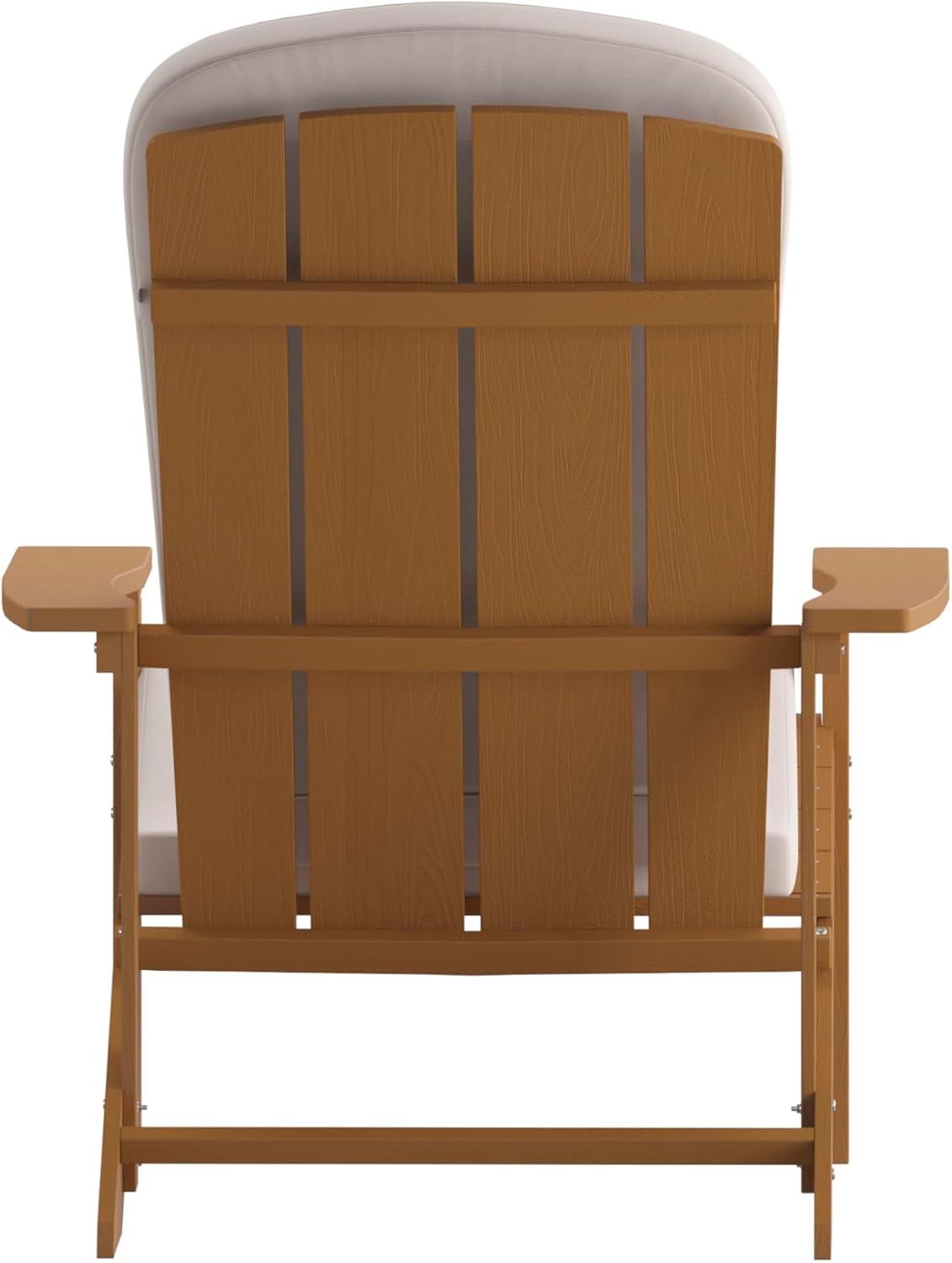 image:imageFlash Furniture Charlestown Set of 2 Adirondack Chairs with Cushions Slate Gray Poly Resin Frame Cream AllWeather Cushions IndoorOutdoor UseTeakCream