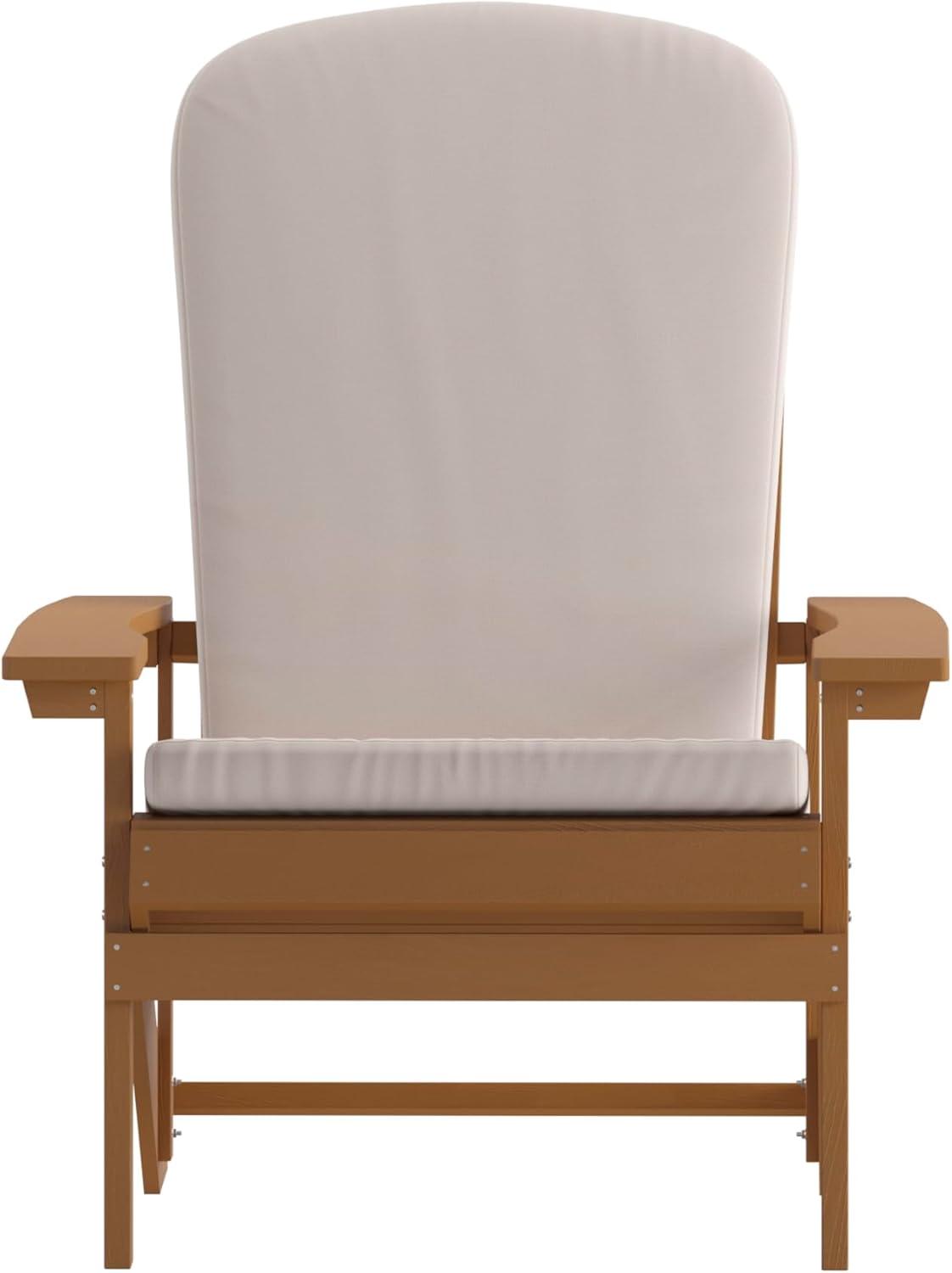 image:imageFlash Furniture Charlestown Set of 2 Adirondack Chairs with Cushions Slate Gray Poly Resin Frame Cream AllWeather Cushions IndoorOutdoor UseTeakCream