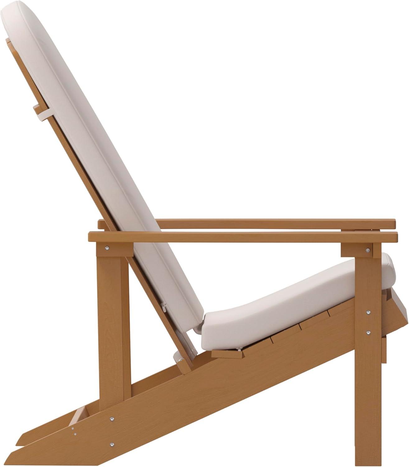 image:imageFlash Furniture Charlestown Set of 2 Adirondack Chairs with Cushions Slate Gray Poly Resin Frame Cream AllWeather Cushions IndoorOutdoor UseTeakCream