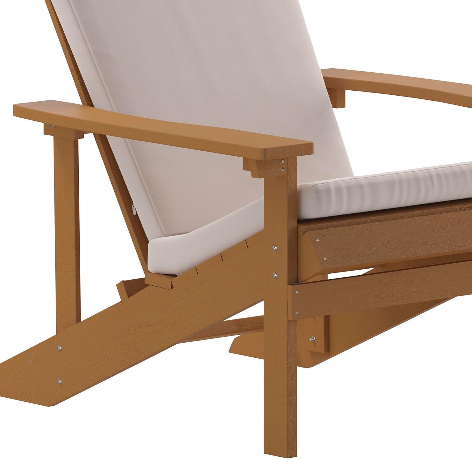 image:imageFlash Furniture Charlestown Set of 2 Adirondack Chairs with Cushions Slate Gray Poly Resin Frame Cream AllWeather Cushions IndoorOutdoor UseTeakCream