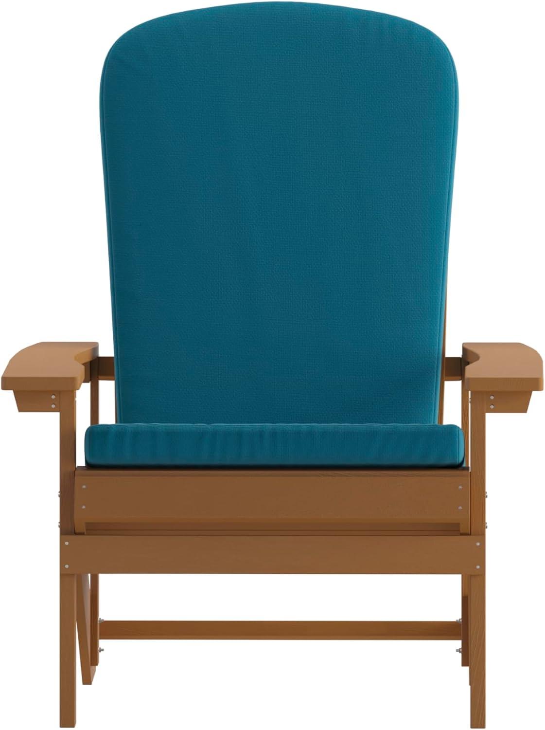 image:imageFlash Furniture Charlestown Set of 2 Adirondack Chairs with Cushions Slate Gray Poly Resin Frame Cream AllWeather Cushions IndoorOutdoor UseTeakTeal