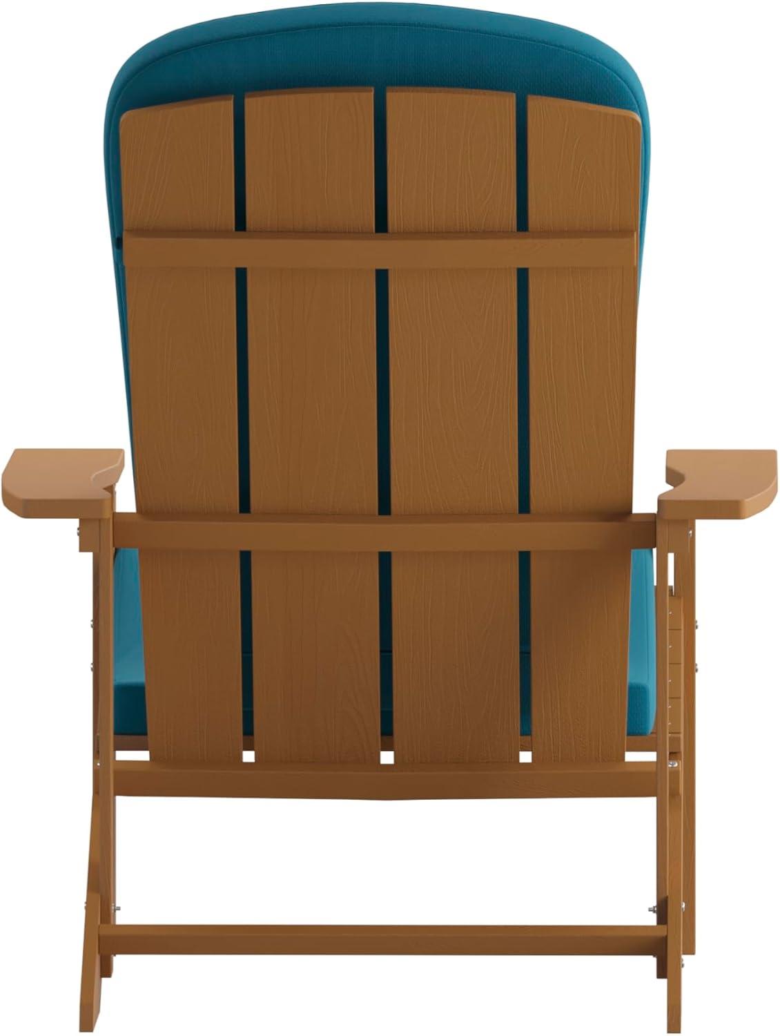 image:imageFlash Furniture Charlestown Set of 2 Adirondack Chairs with Cushions Slate Gray Poly Resin Frame Cream AllWeather Cushions IndoorOutdoor UseTeakTeal
