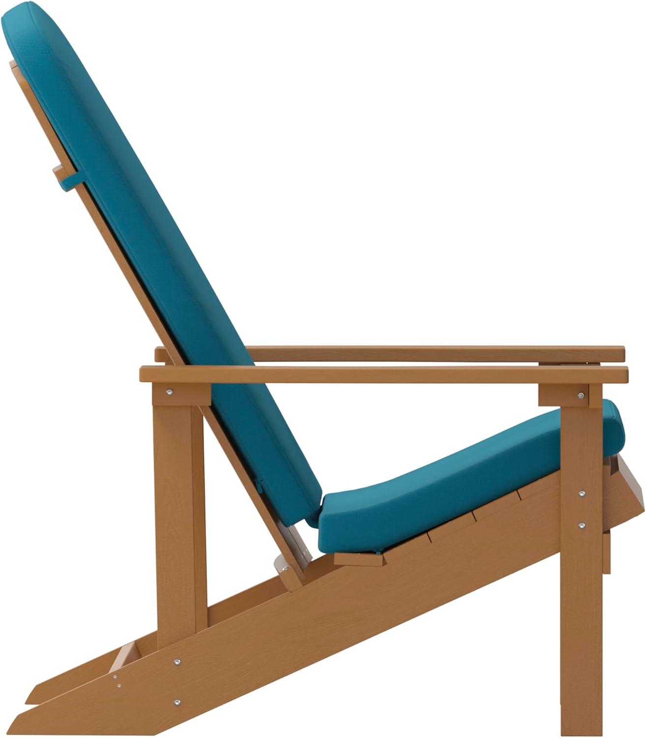 image:imageFlash Furniture Charlestown Set of 2 Adirondack Chairs with Cushions Slate Gray Poly Resin Frame Cream AllWeather Cushions IndoorOutdoor UseTeakTeal
