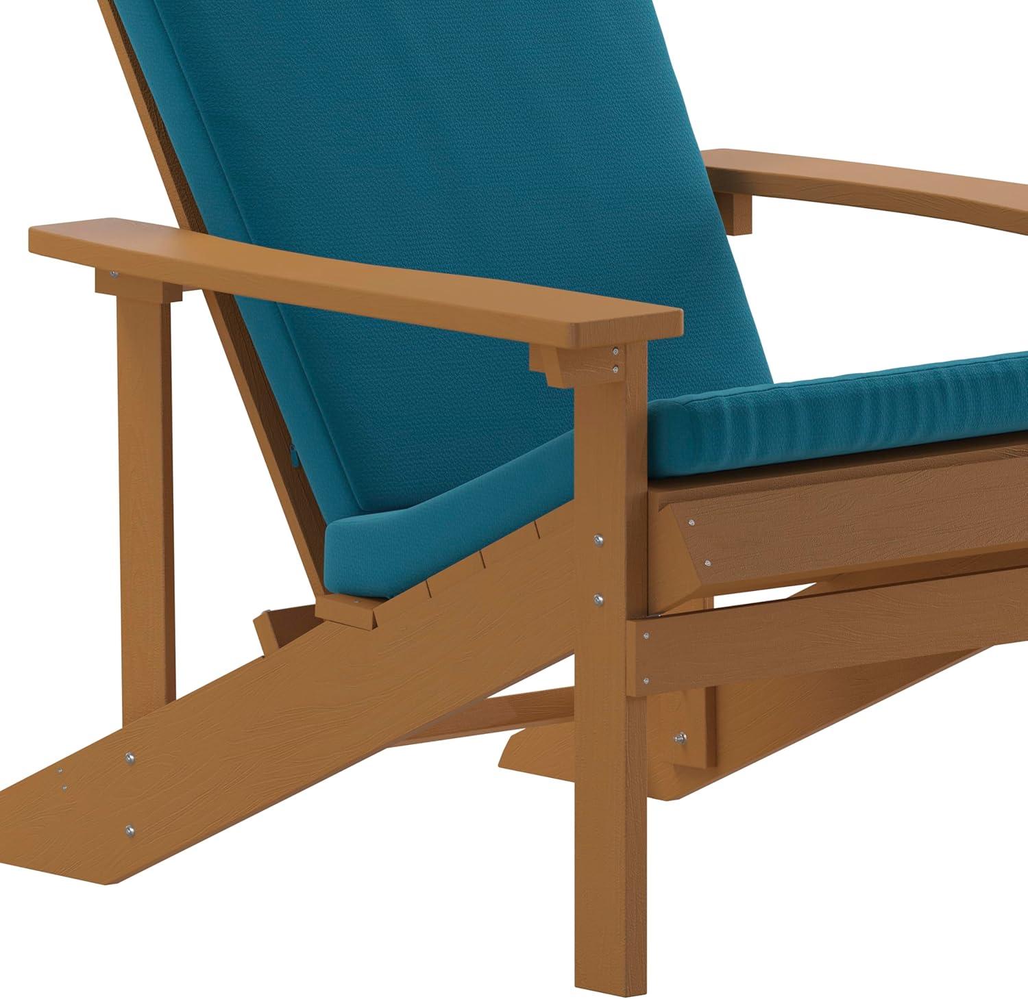 image:imageFlash Furniture Charlestown Set of 2 Adirondack Chairs with Cushions Slate Gray Poly Resin Frame Cream AllWeather Cushions IndoorOutdoor UseTeakTeal