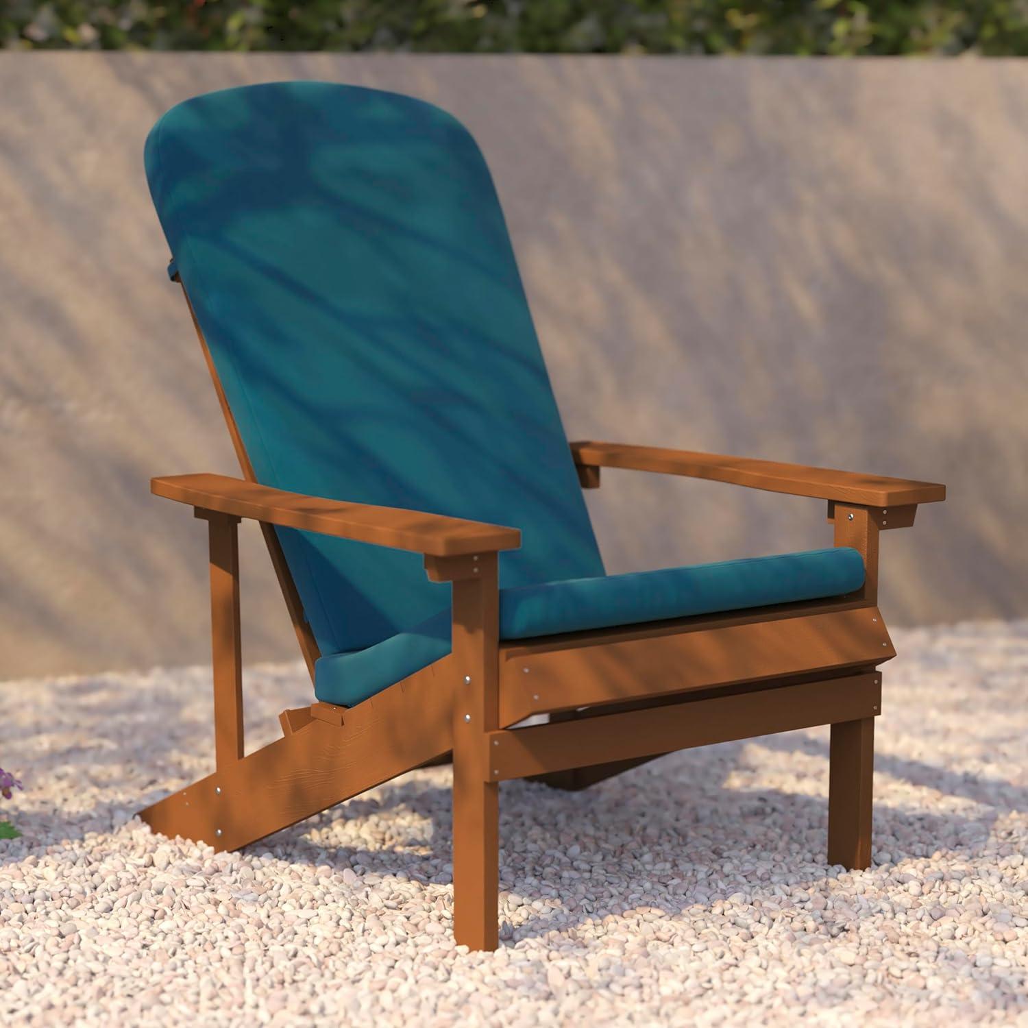 image:imageFlash Furniture Charlestown Set of 2 Adirondack Chairs with Cushions Slate Gray Poly Resin Frame Cream AllWeather Cushions IndoorOutdoor UseTeakTeal