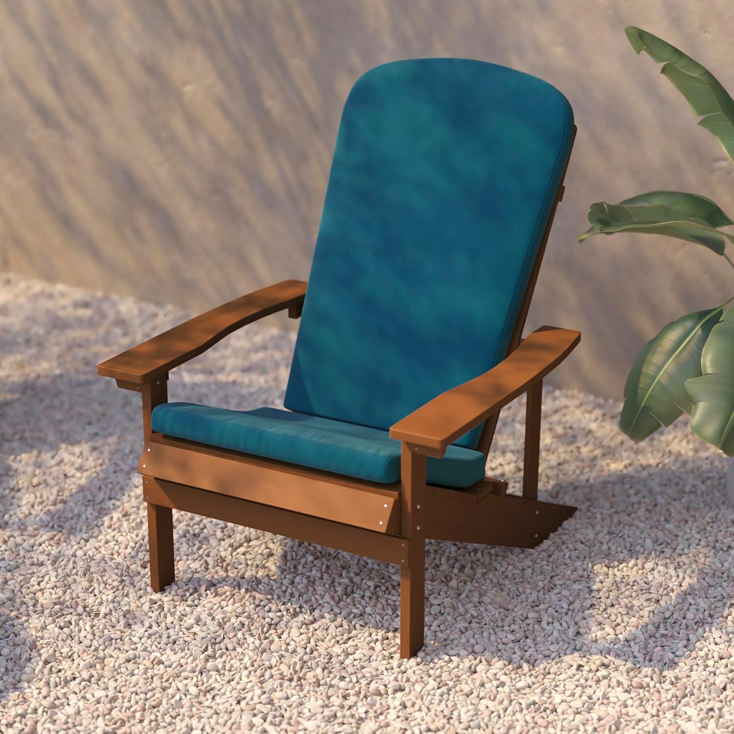image:imageFlash Furniture Charlestown Set of 2 Adirondack Chairs with Cushions Slate Gray Poly Resin Frame Cream AllWeather Cushions IndoorOutdoor UseTeakTeal