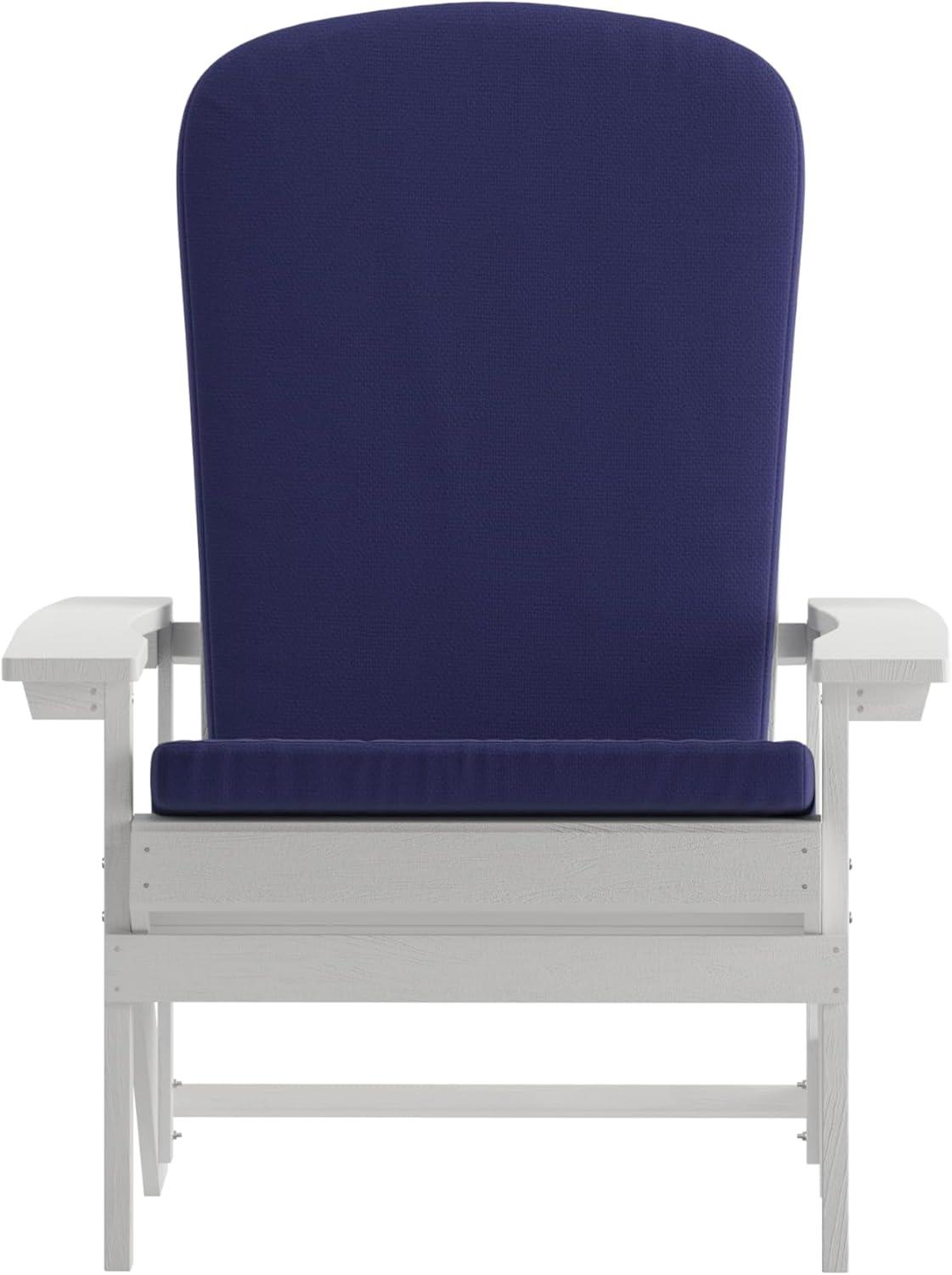 image:imageFlash Furniture Charlestown Set of 2 Adirondack Chairs with Cushions Slate Gray Poly Resin Frame Cream AllWeather Cushions IndoorOutdoor UseWhiteBlue