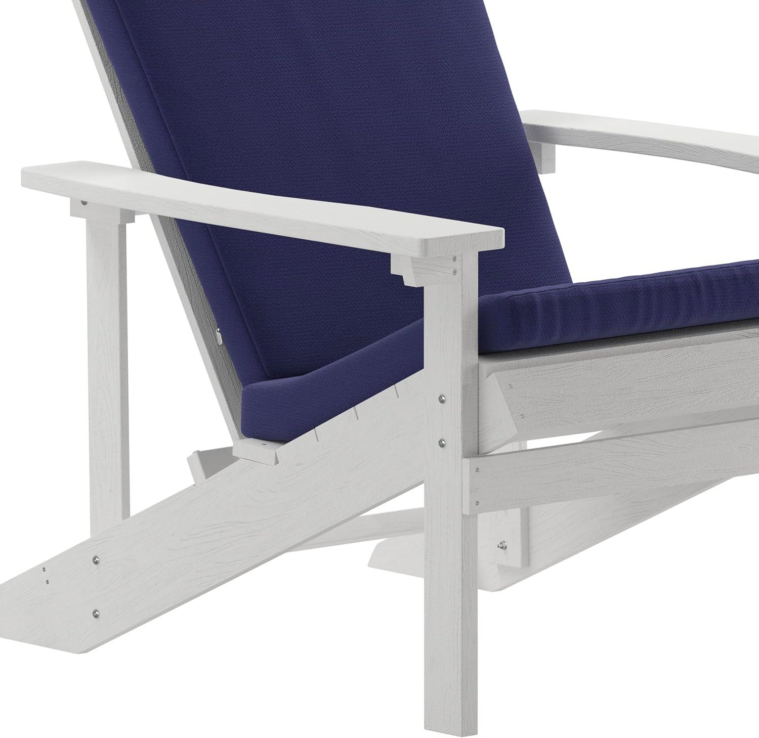 image:imageFlash Furniture Charlestown Set of 2 Adirondack Chairs with Cushions Slate Gray Poly Resin Frame Cream AllWeather Cushions IndoorOutdoor UseWhiteBlue