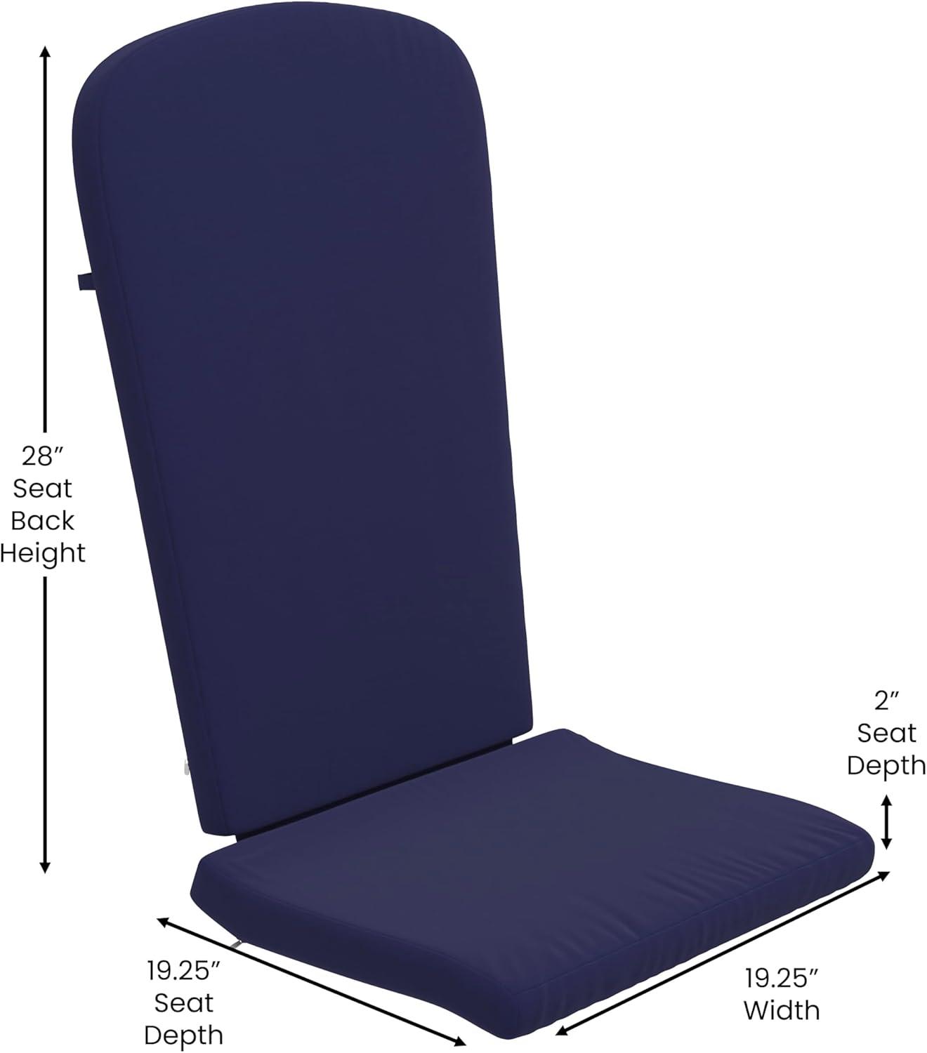 image:imageFlash Furniture Charlestown Set of 2 Adirondack Chairs with Cushions Slate Gray Poly Resin Frame Cream AllWeather Cushions IndoorOutdoor UseWhiteBlue