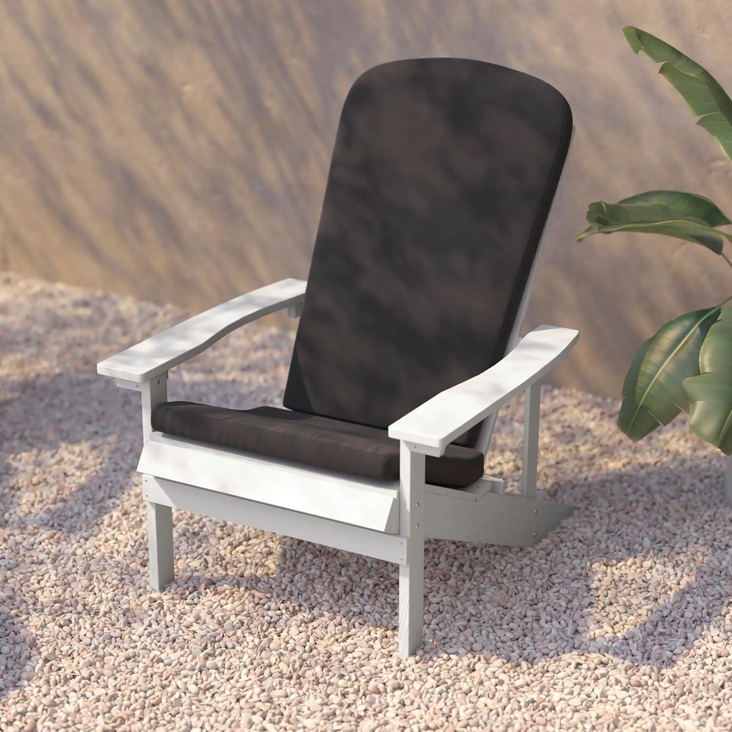 image:imageFlash Furniture Charlestown Set of 2 Adirondack Chairs with Cushions Slate Gray Poly Resin Frame Cream AllWeather Cushions IndoorOutdoor UseWhiteGray