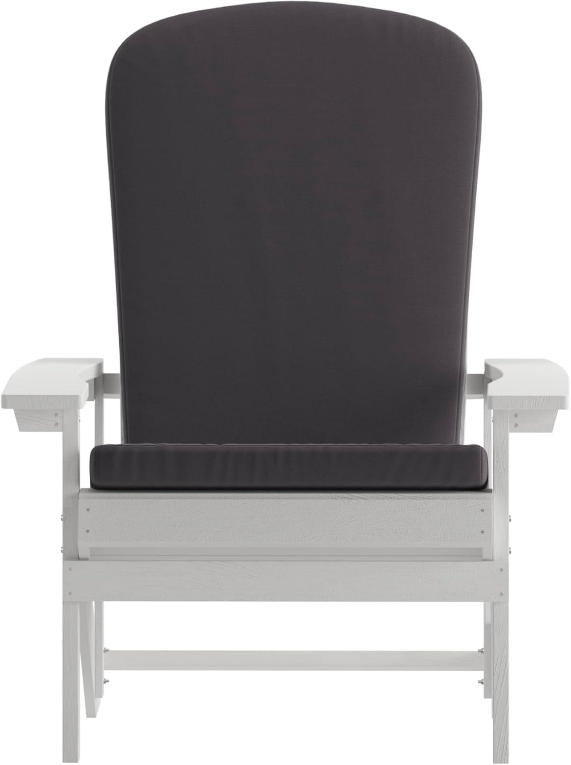 image:imageFlash Furniture Charlestown Set of 2 Adirondack Chairs with Cushions Slate Gray Poly Resin Frame Cream AllWeather Cushions IndoorOutdoor UseWhiteGray