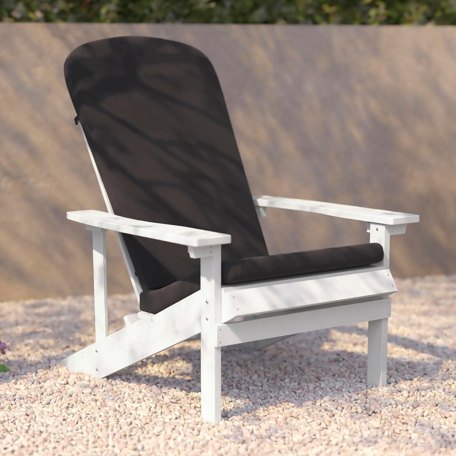 image:imageFlash Furniture Charlestown Set of 2 Adirondack Chairs with Cushions Slate Gray Poly Resin Frame Cream AllWeather Cushions IndoorOutdoor UseWhiteGray