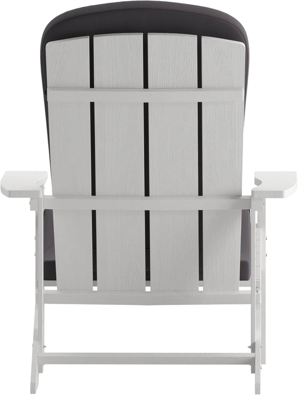 image:imageFlash Furniture Charlestown Set of 2 Adirondack Chairs with Cushions Slate Gray Poly Resin Frame Cream AllWeather Cushions IndoorOutdoor UseWhiteGray