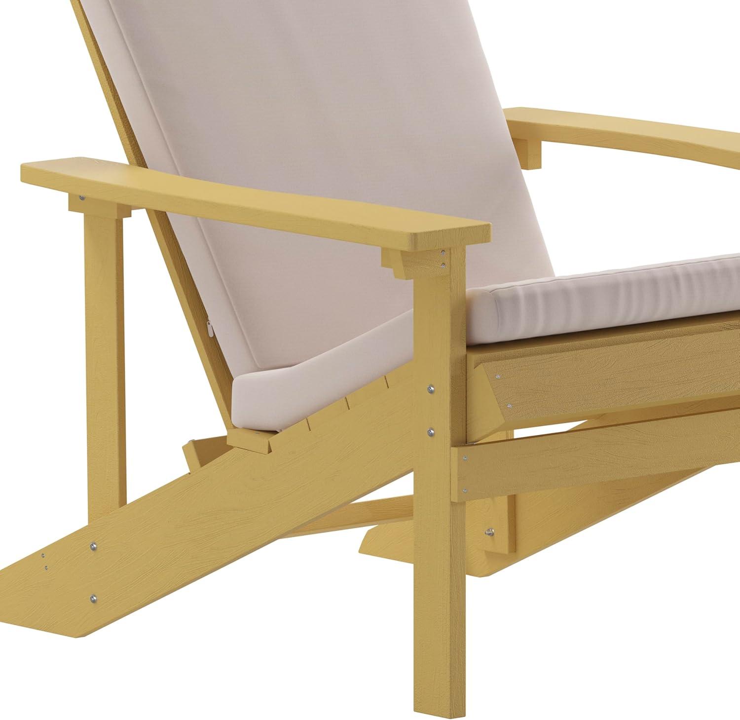 image:imageFlash Furniture Charlestown Set of 2 Adirondack Chairs with Cushions Slate Gray Poly Resin Frame Cream AllWeather Cushions IndoorOutdoor UseYellowCream