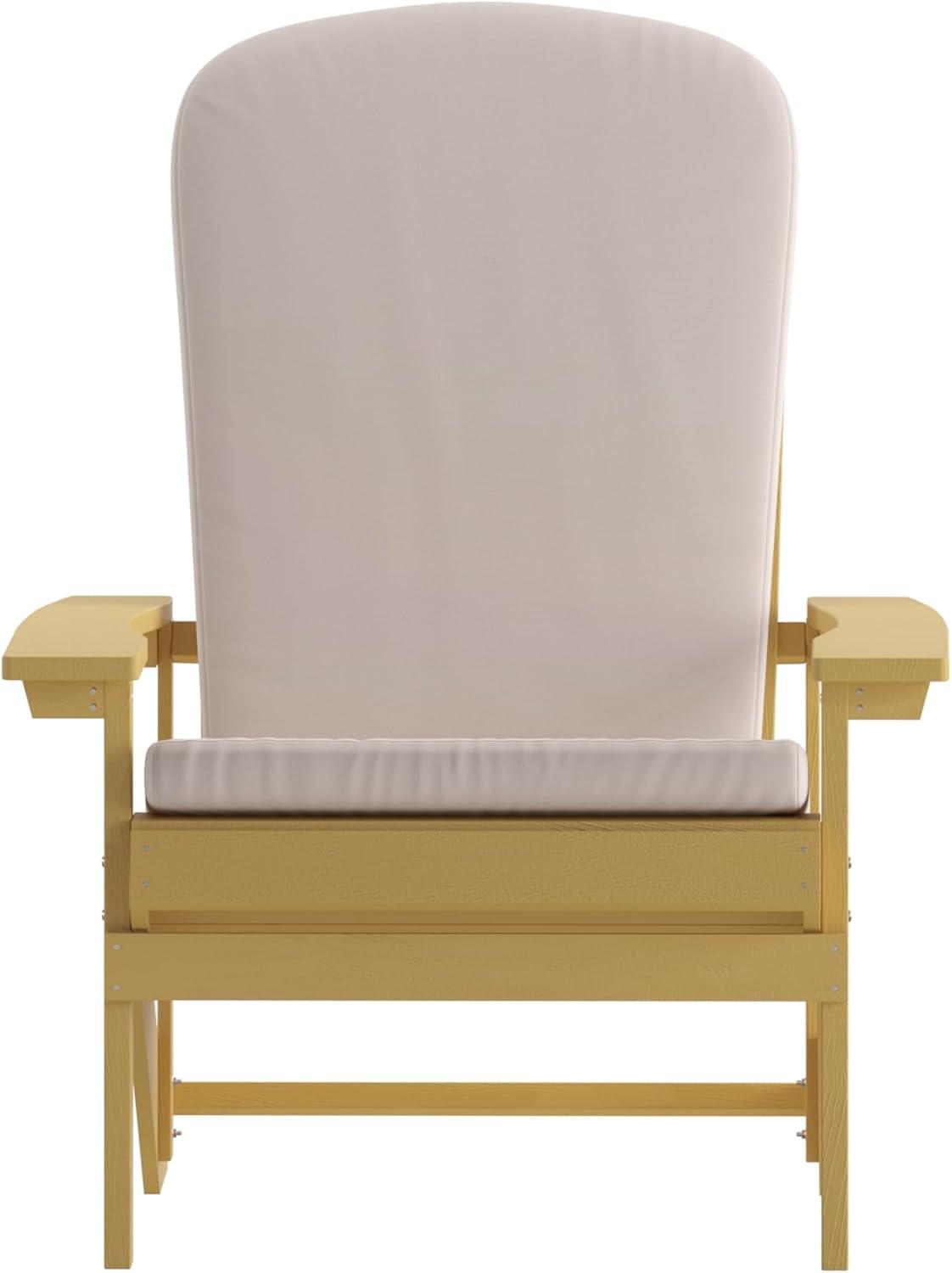 image:imageFlash Furniture Charlestown Set of 2 Adirondack Chairs with Cushions Slate Gray Poly Resin Frame Cream AllWeather Cushions IndoorOutdoor UseYellowCream
