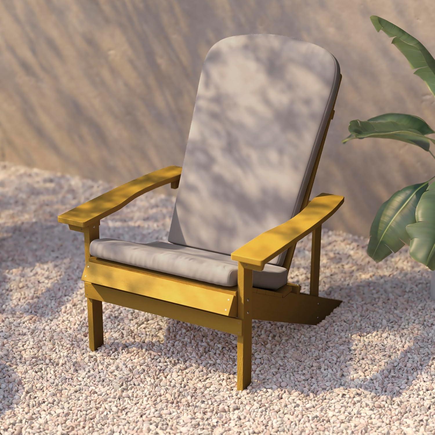 image:imageFlash Furniture Charlestown Set of 2 Adirondack Chairs with Cushions Slate Gray Poly Resin Frame Cream AllWeather Cushions IndoorOutdoor UseYellowCream