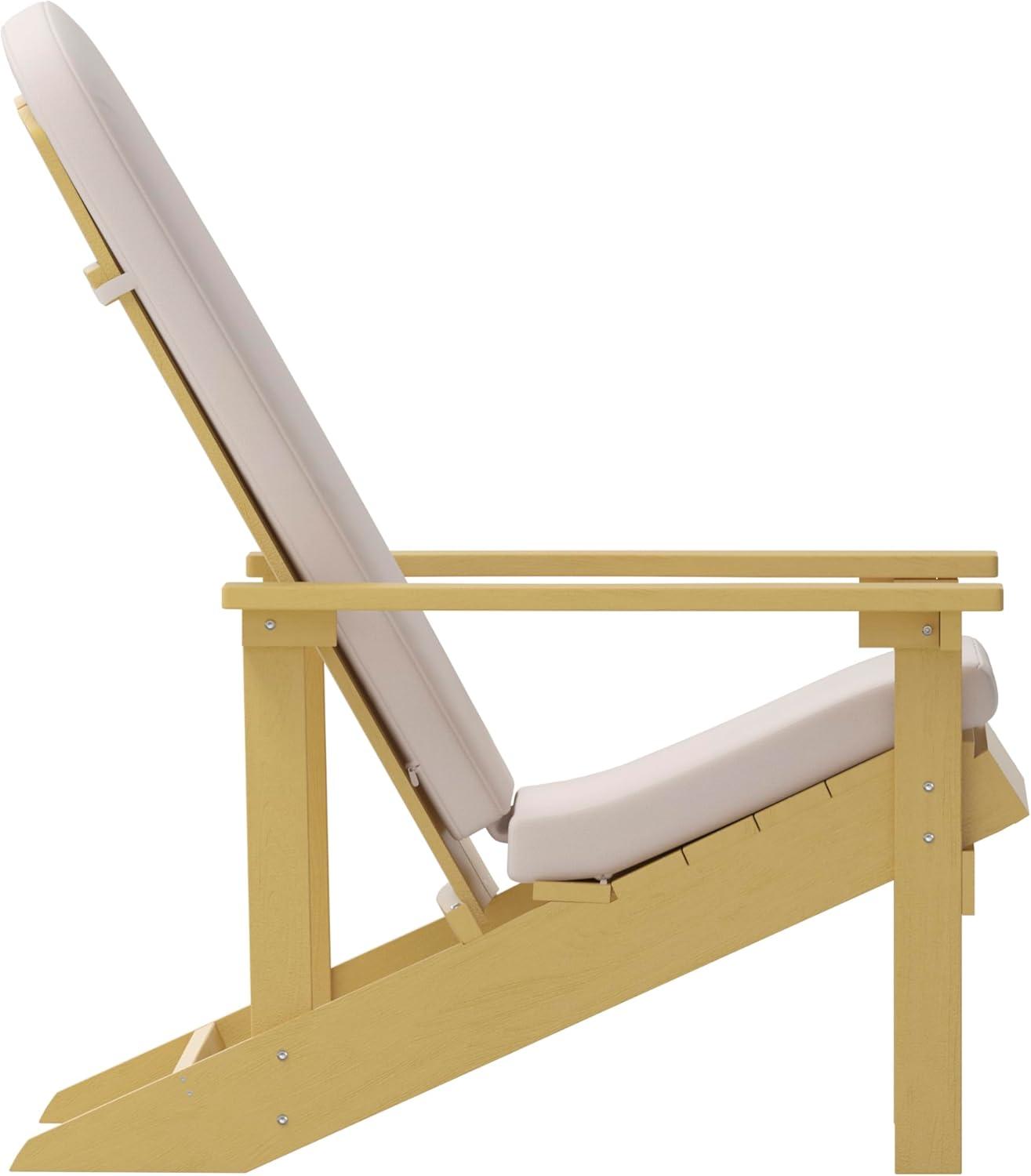 image:imageFlash Furniture Charlestown Set of 2 Adirondack Chairs with Cushions Slate Gray Poly Resin Frame Cream AllWeather Cushions IndoorOutdoor UseYellowCream