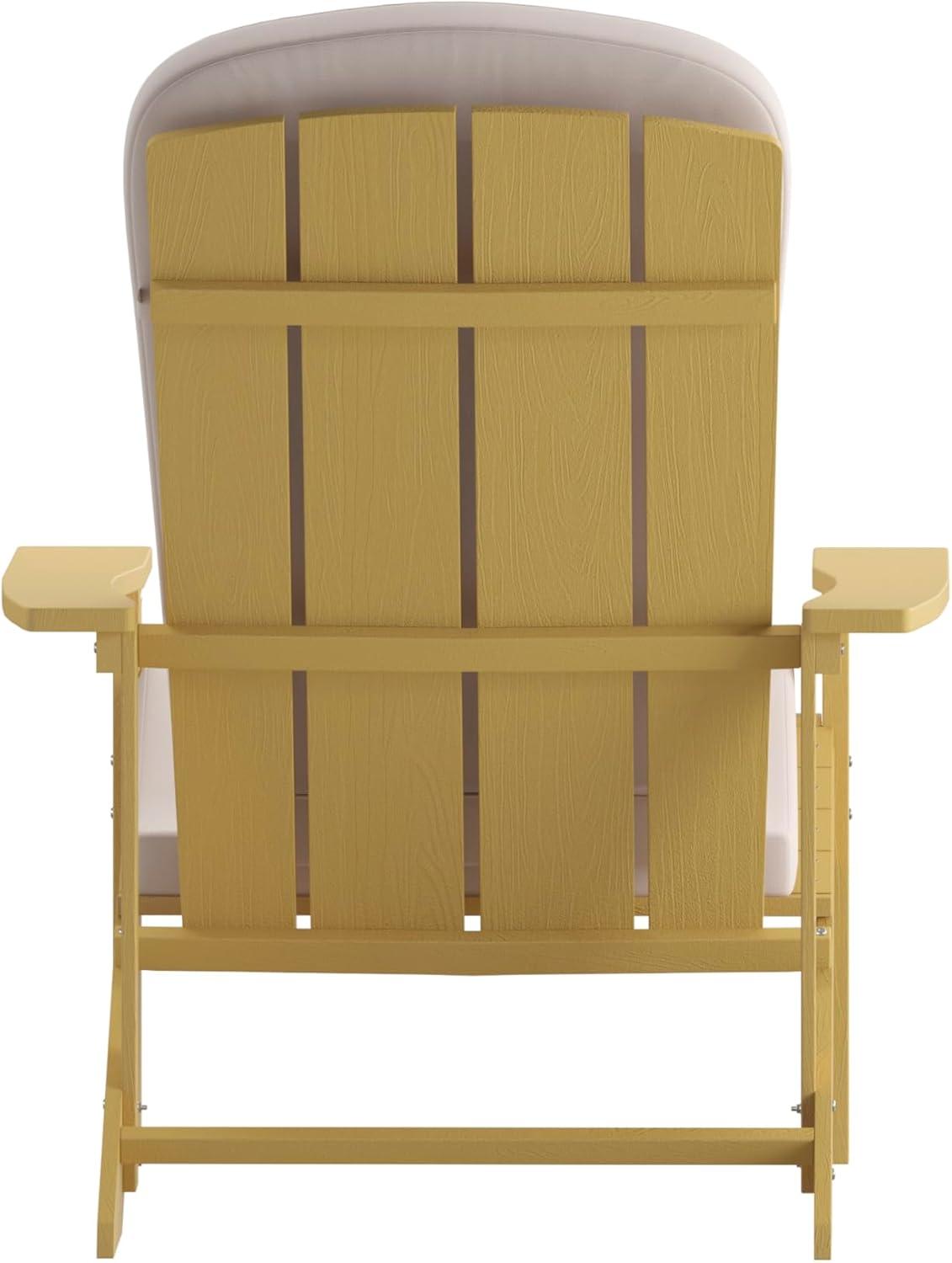 image:imageFlash Furniture Charlestown Set of 2 Adirondack Chairs with Cushions Slate Gray Poly Resin Frame Cream AllWeather Cushions IndoorOutdoor UseYellowCream