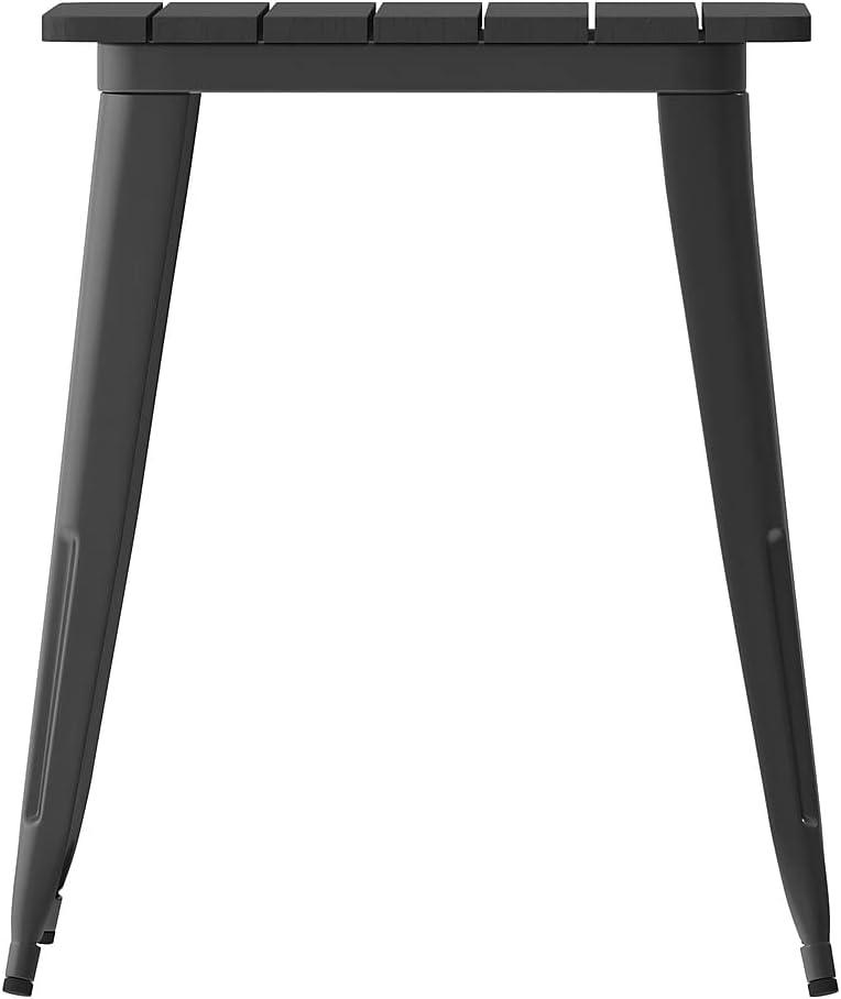 image:imageFlash Furniture Declan Commercial Outdoor Dining Table All Weather Poly Resin Top with Steel Base 2375 Square BrownSilverBlack TopBlack Frame