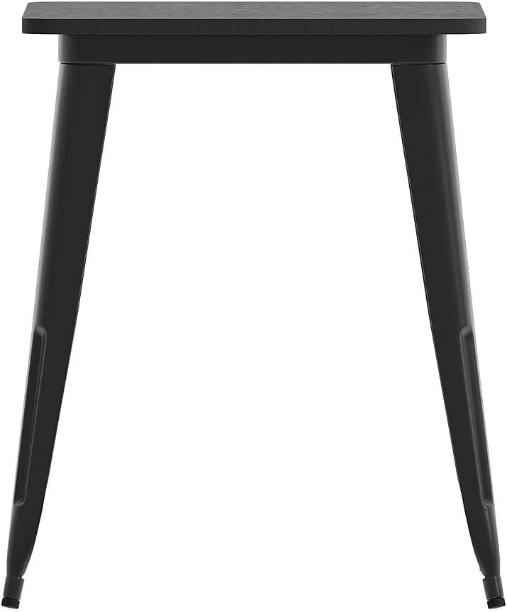image:imageFlash Furniture Declan Commercial Outdoor Dining Table All Weather Poly Resin Top with Steel Base 2375 Square BrownSilverBlack TopBlack Frame